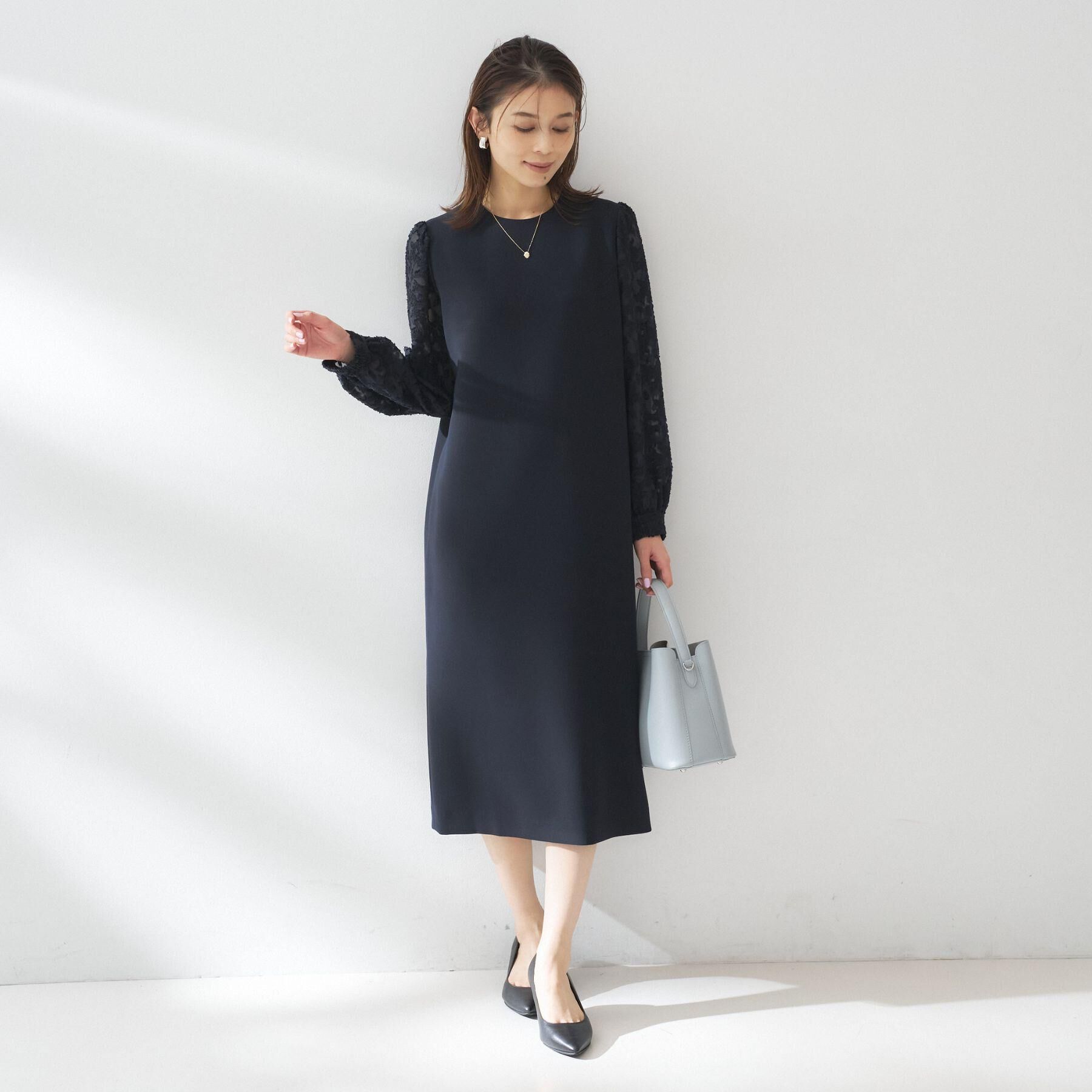 UNTITLED「【お呼ばれドレス/洗える】カットジャカードスリーブ ワンピース」|ワンピース|