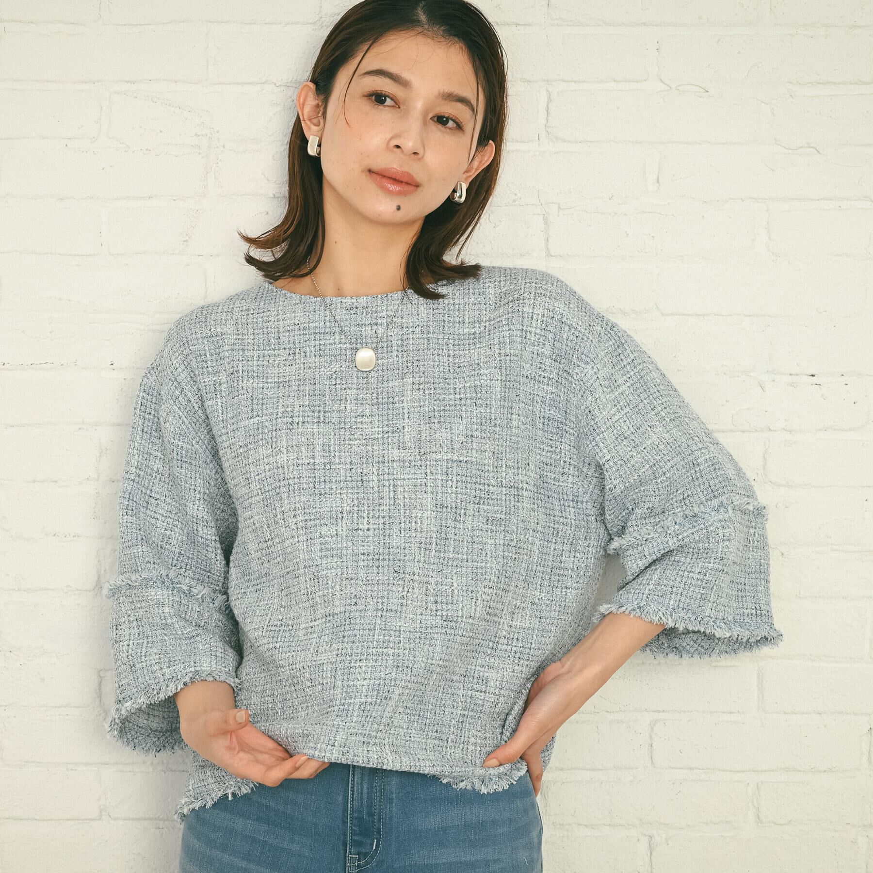 UNTITLED「【洗える】ツイードドルマンブラウス」|シャツ・ブラウス|