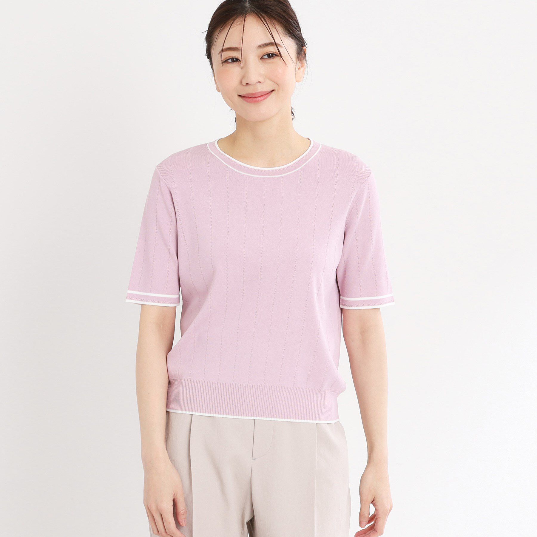 Reflect「【手洗い可／アンサンブル可】五分袖ニット」|ニット・セーター|