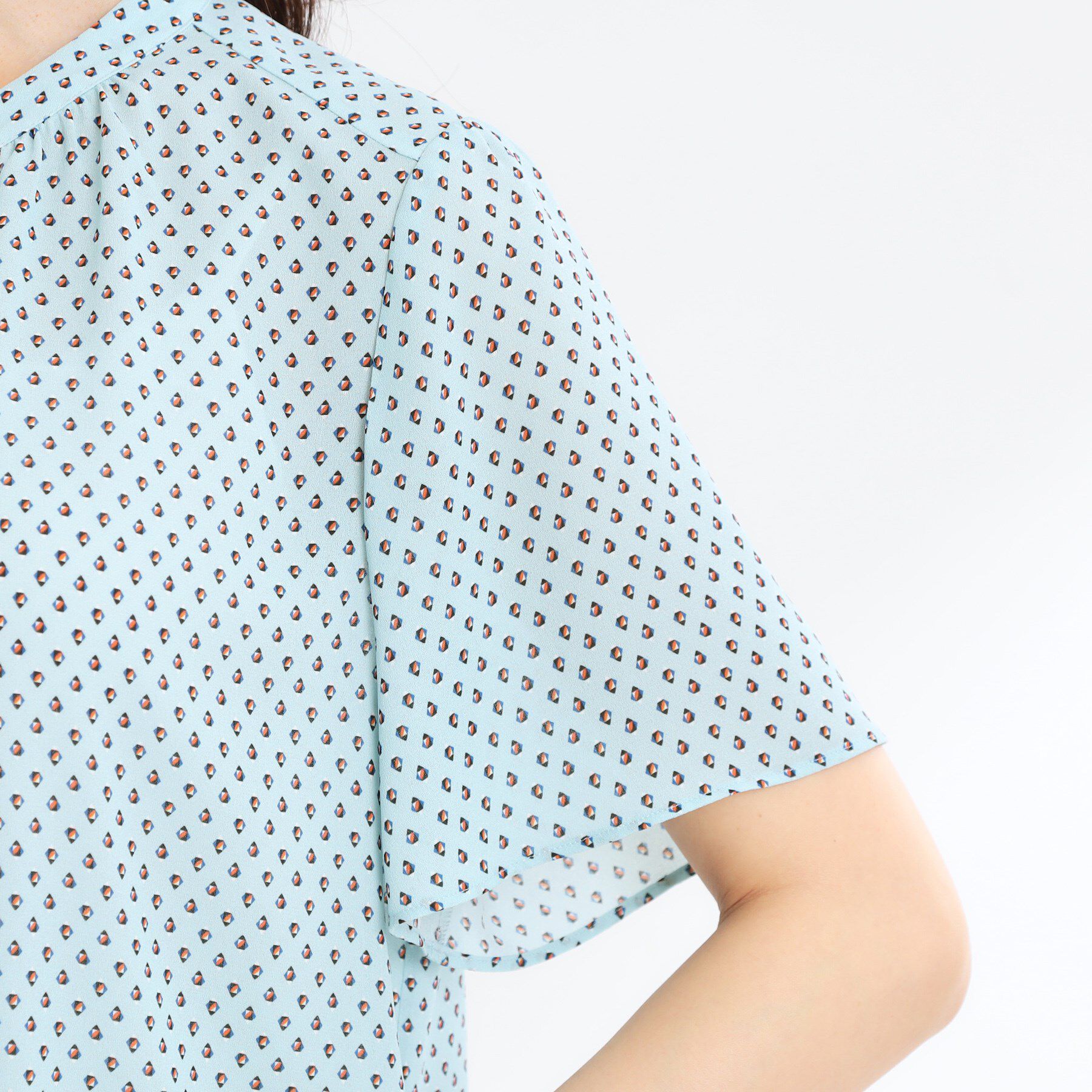 Reflect「【マシンウォッシュ可】五分袖コツキプリントブラウス」|シャツ・ブラウス|