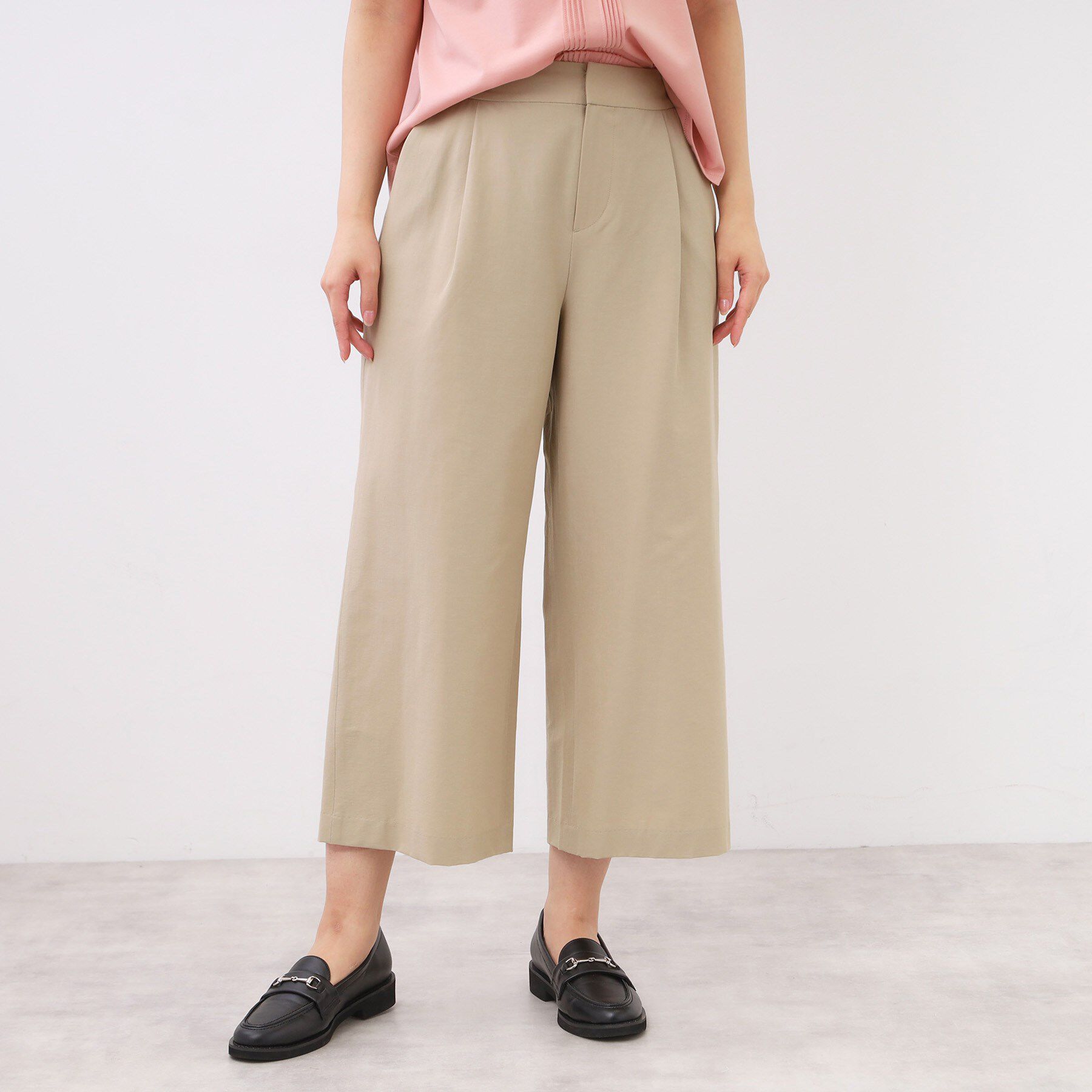 Reflect「【お腹・腰周りすっきり見え◎】ストレッチワイドクロップドパンツ」|その他|ベージュ(052)