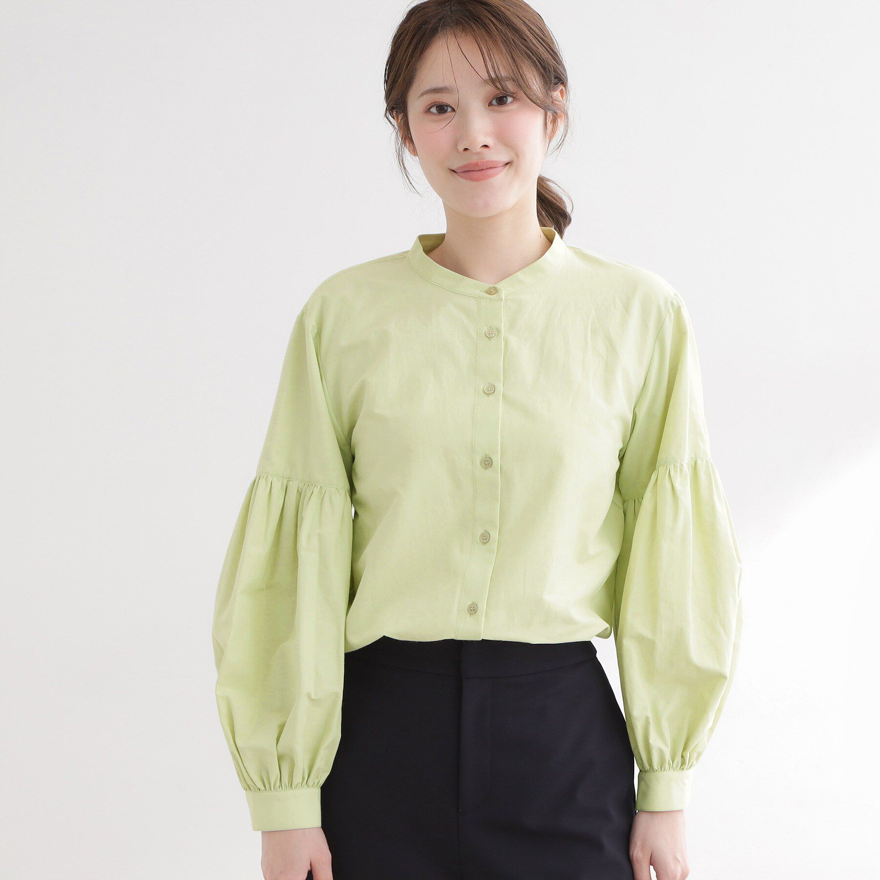 Reflect「【レイヤードにおすすめ◎】バンドカラーボリュームスリーブシャツ」|シャツ・ブラウス|