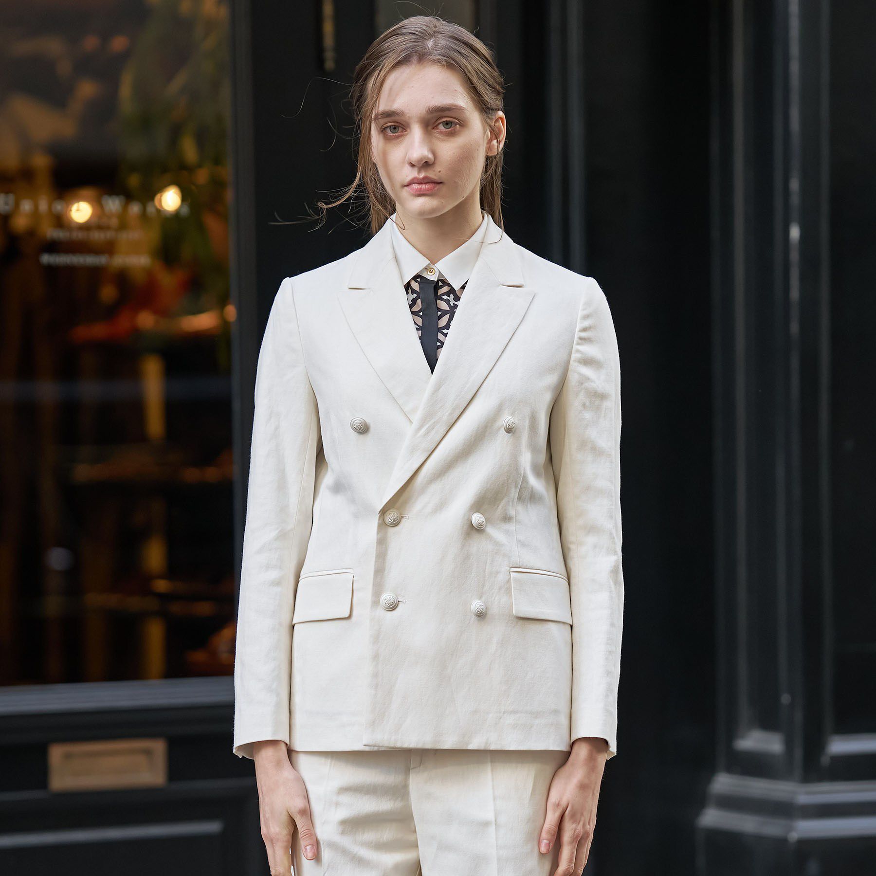 DRESSTERIOR「【セットアップ可】リネンブレンドダブルブレストジャケット」|テーラードジャケット|