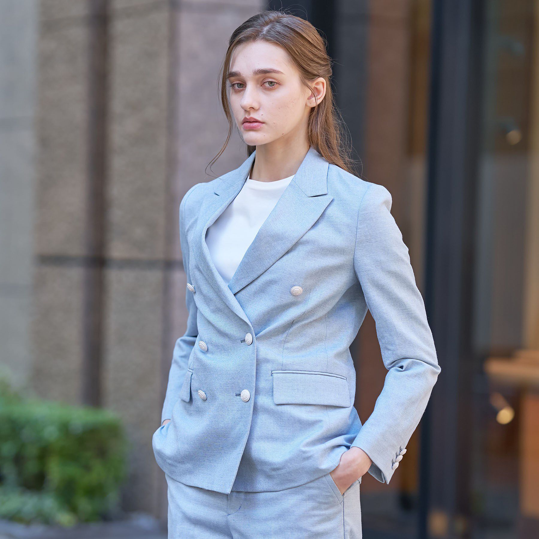 DRESSTERIOR「【セットアップ可】リネンブレンドダブルブレストジャケット」|テーラードジャケット|