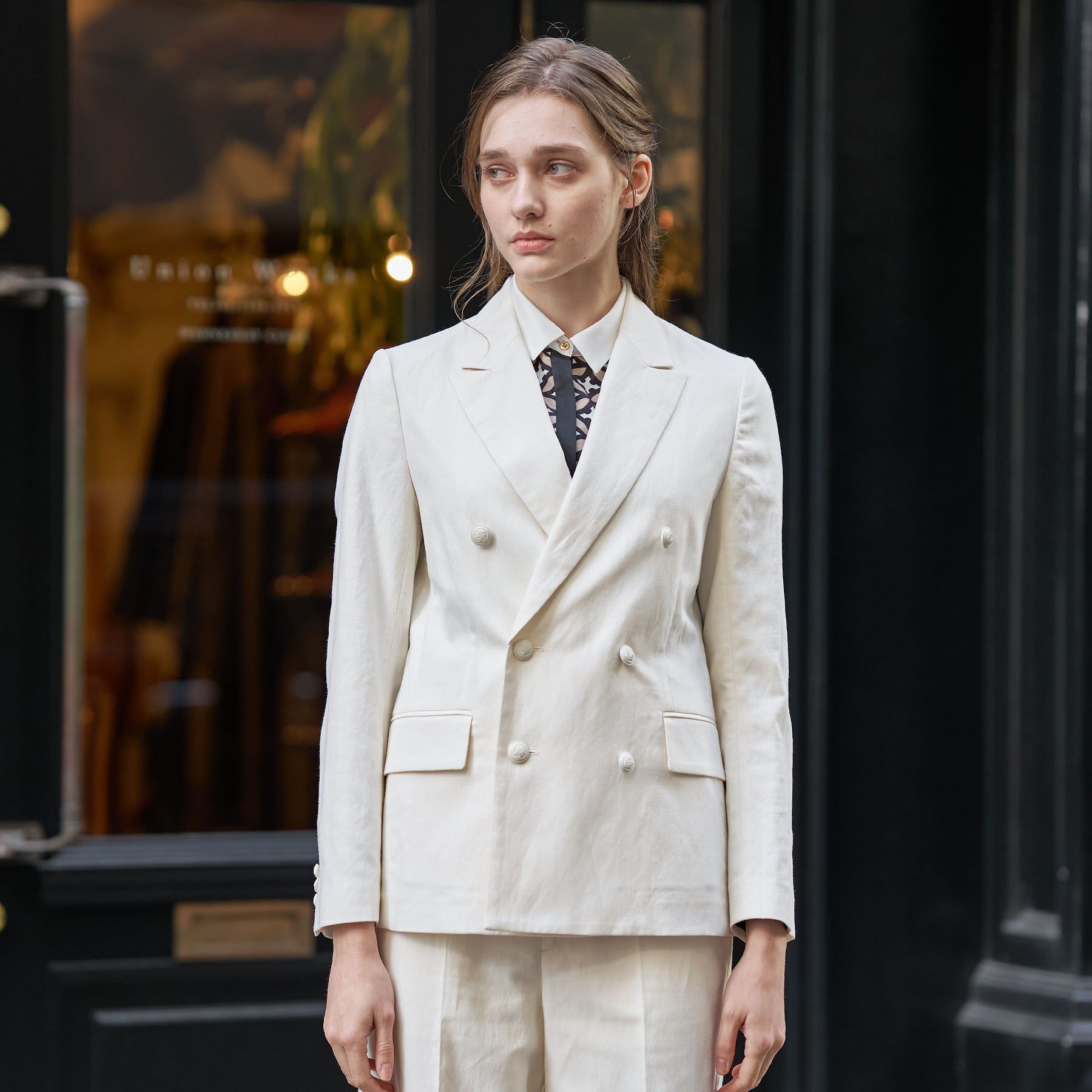 DRESSTERIOR「【セットアップ可】リネンブレンドダブルブレストジャケット」|テーラードジャケット|