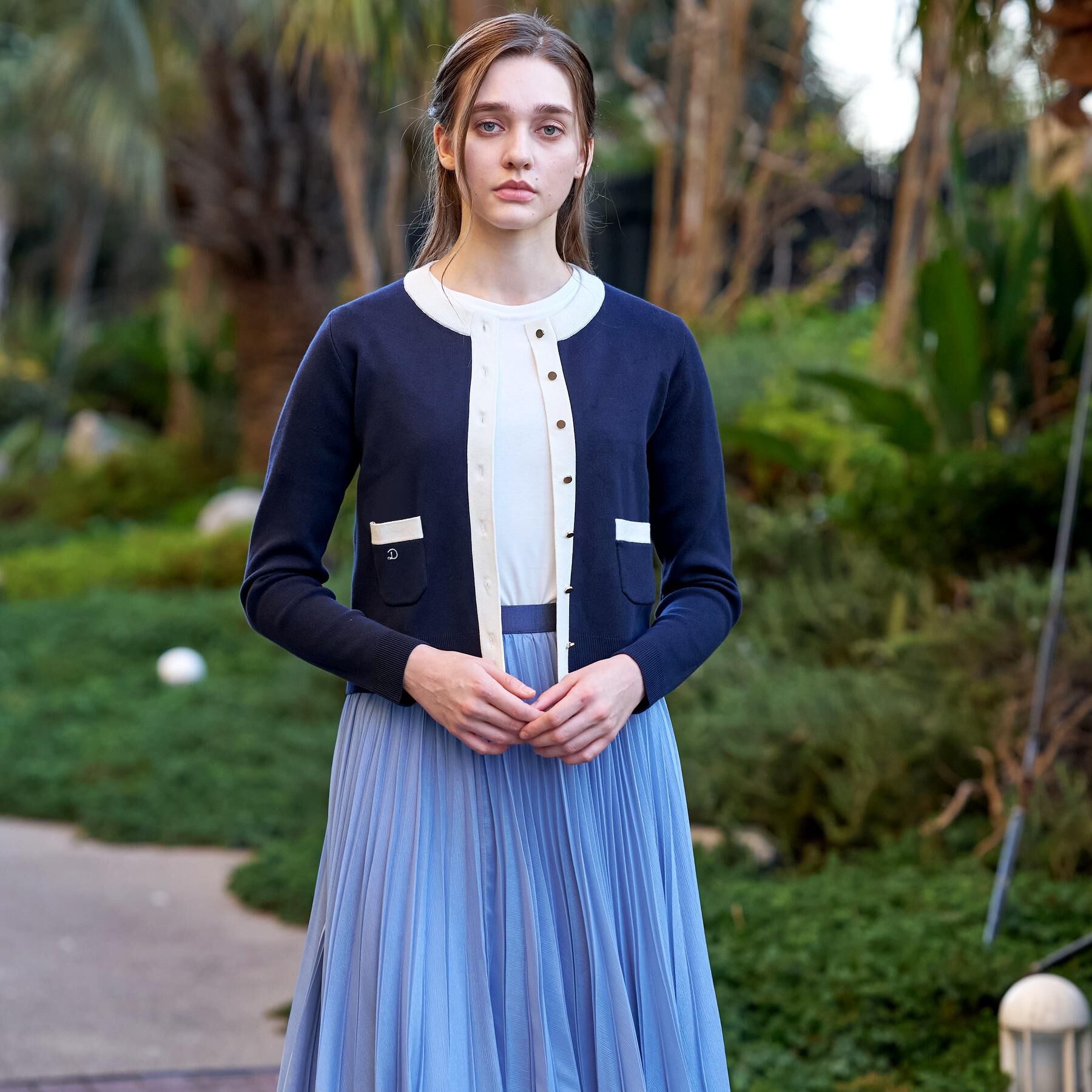 DRESSTERIOR「ウォッシャブル コットンカシミヤ コンビカーデ」|カーディガン|