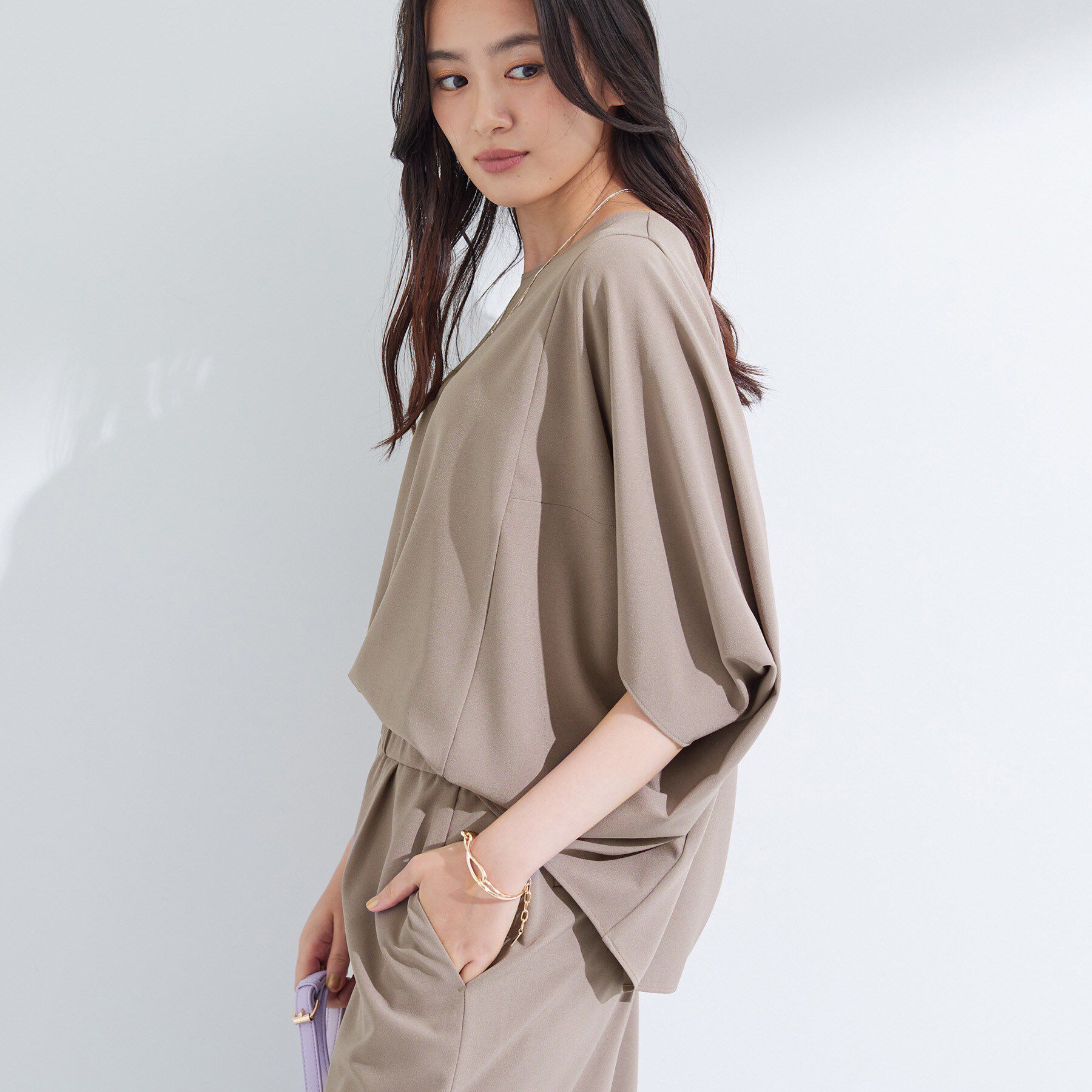 INDIVI「【体型カバー/SETUP可能】ジョーゼット　ドルマンブラウス」|シャツ・ブラウス|