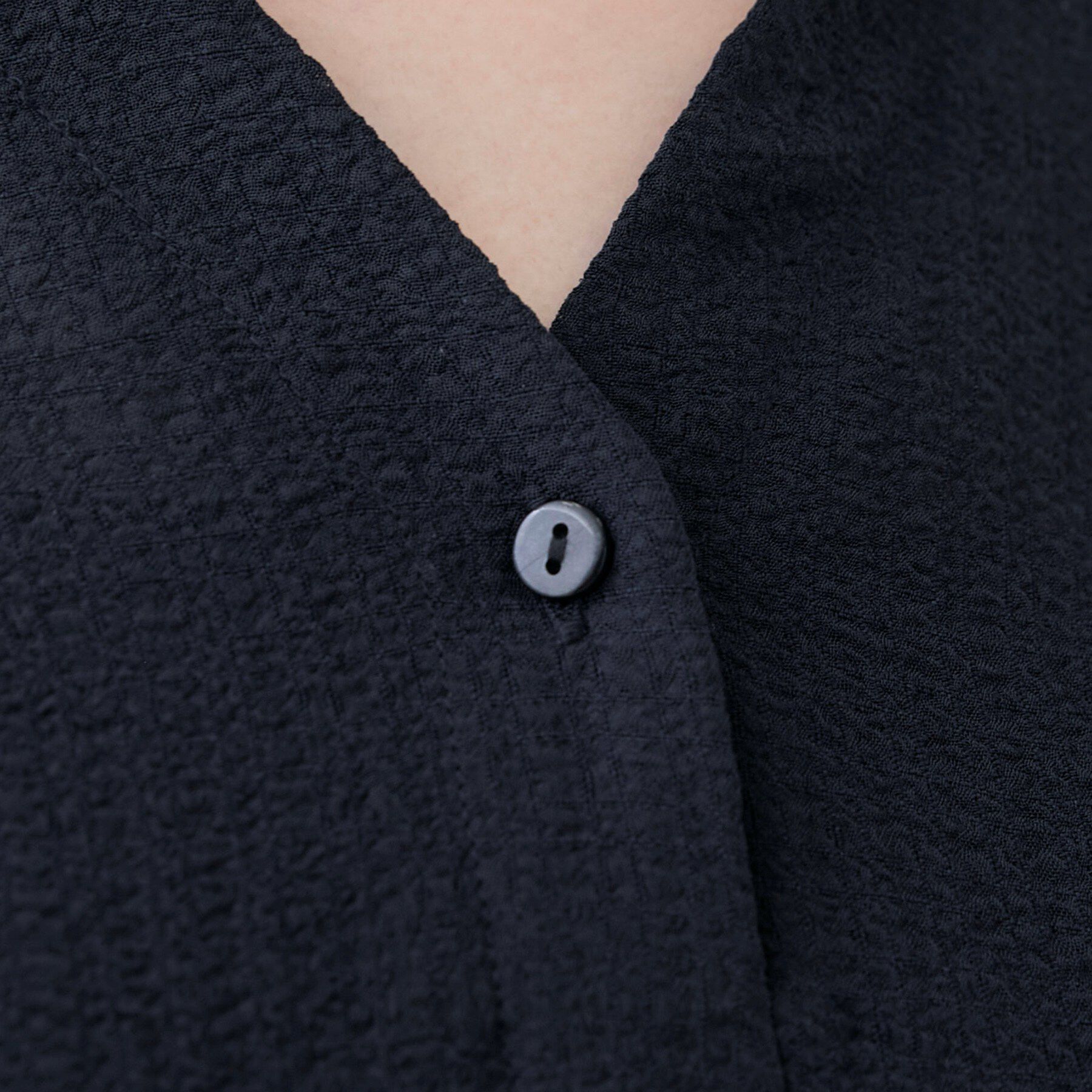 INDIVI「【洗える】無地＆チェーン柄 シャーリングサッカーワンピース」|ワンピース|