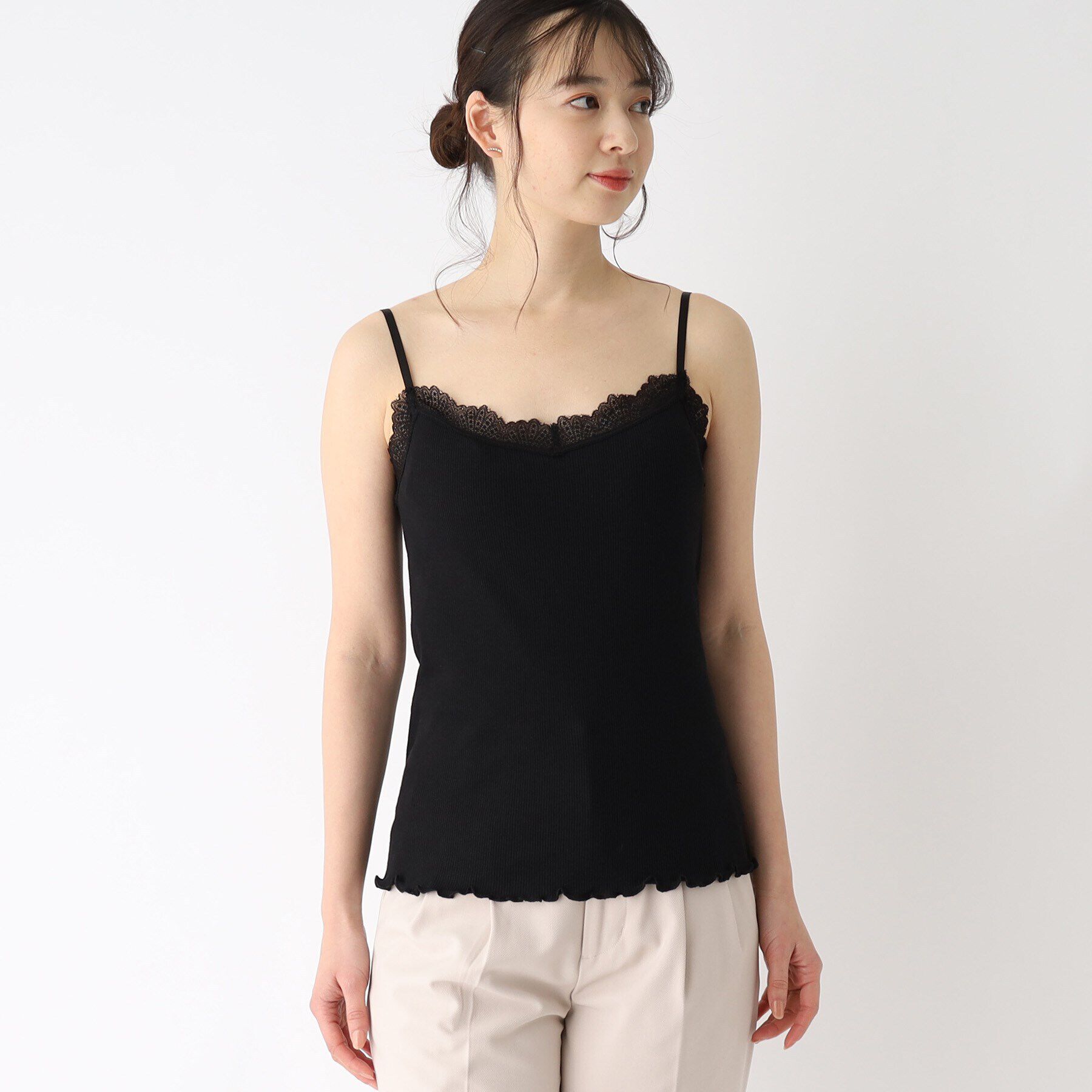 index「丸胴編み レースキャミソール」|キャミソール|