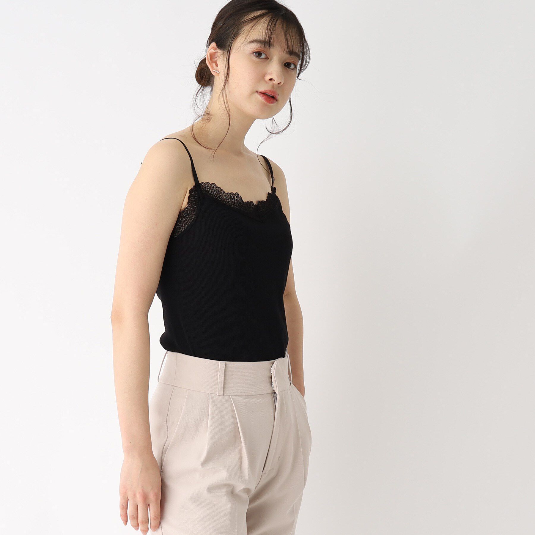 index「丸胴編み レースキャミソール」|キャミソール|