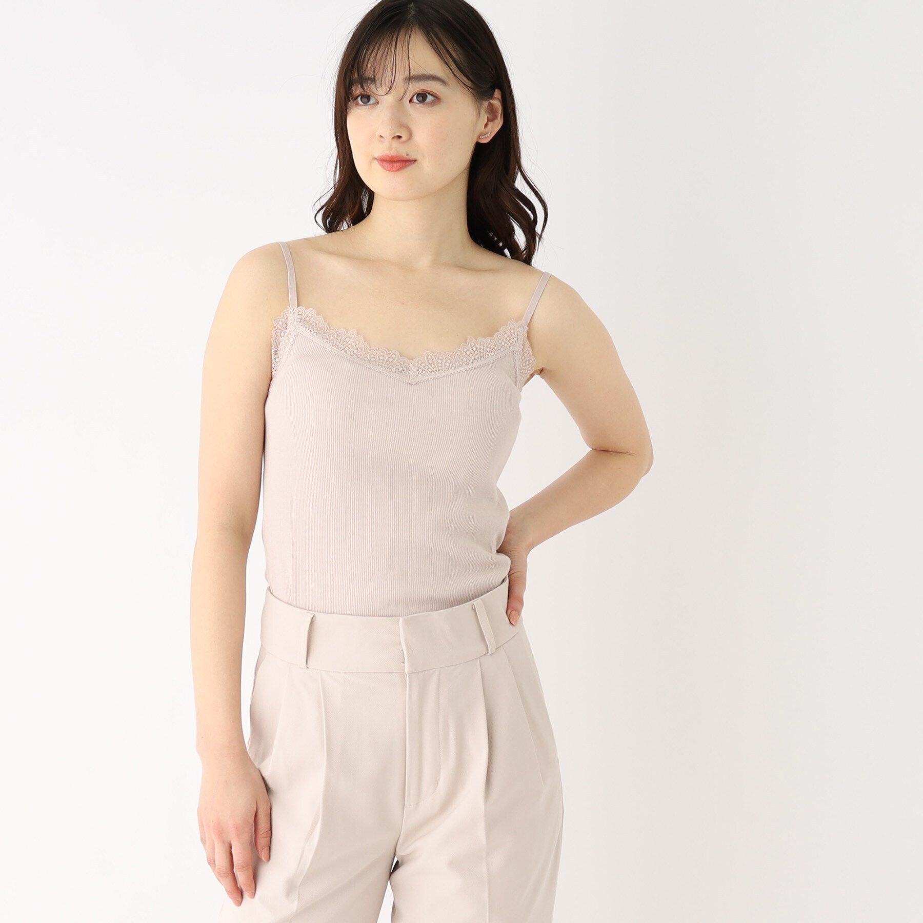 index「丸胴編み レースキャミソール」|キャミソール|ライトグレー(811