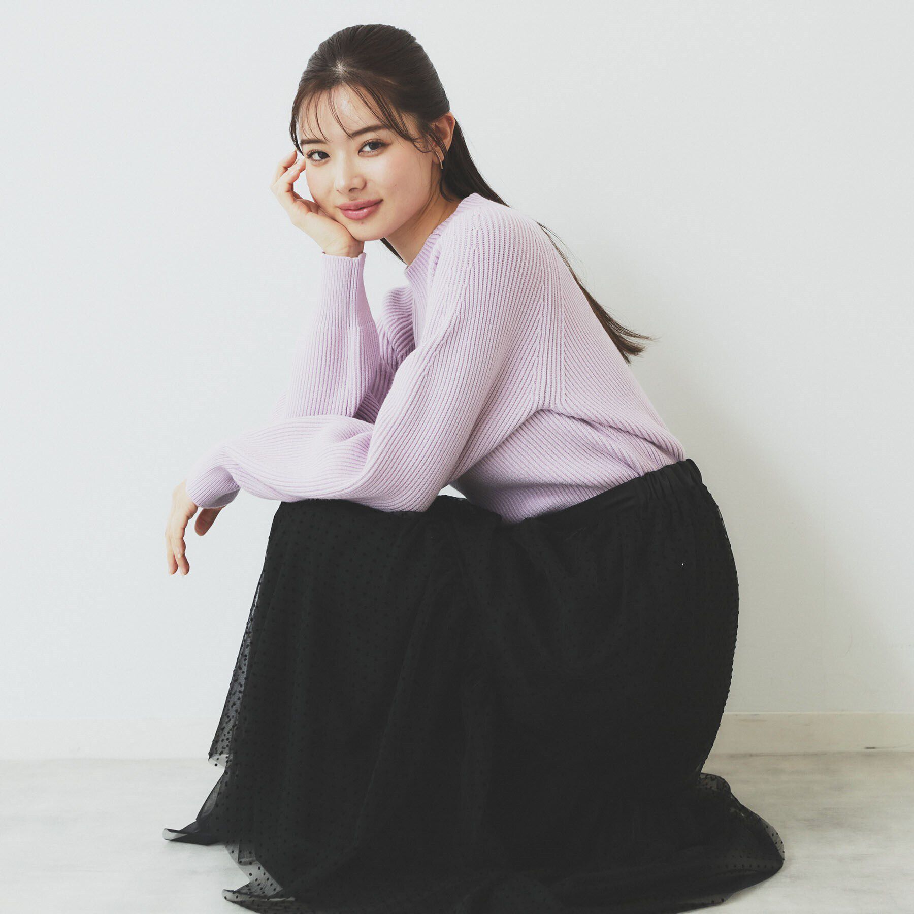 index「ラグランスリーブリブニット【洗濯機洗い可】」|ニット・セーター|