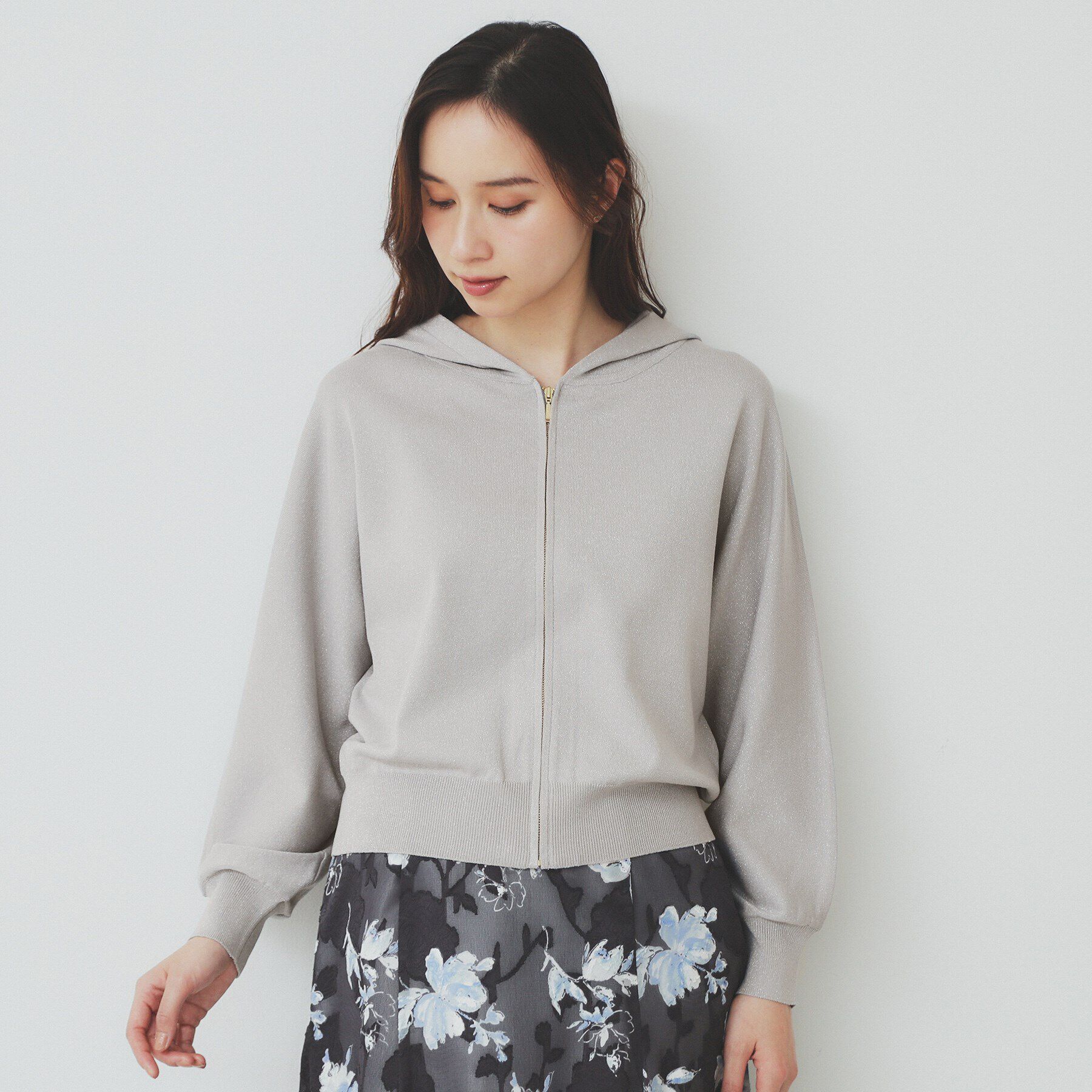 index「ドルマンジップラメパーカ【洗濯機洗い可】」|パーカー|