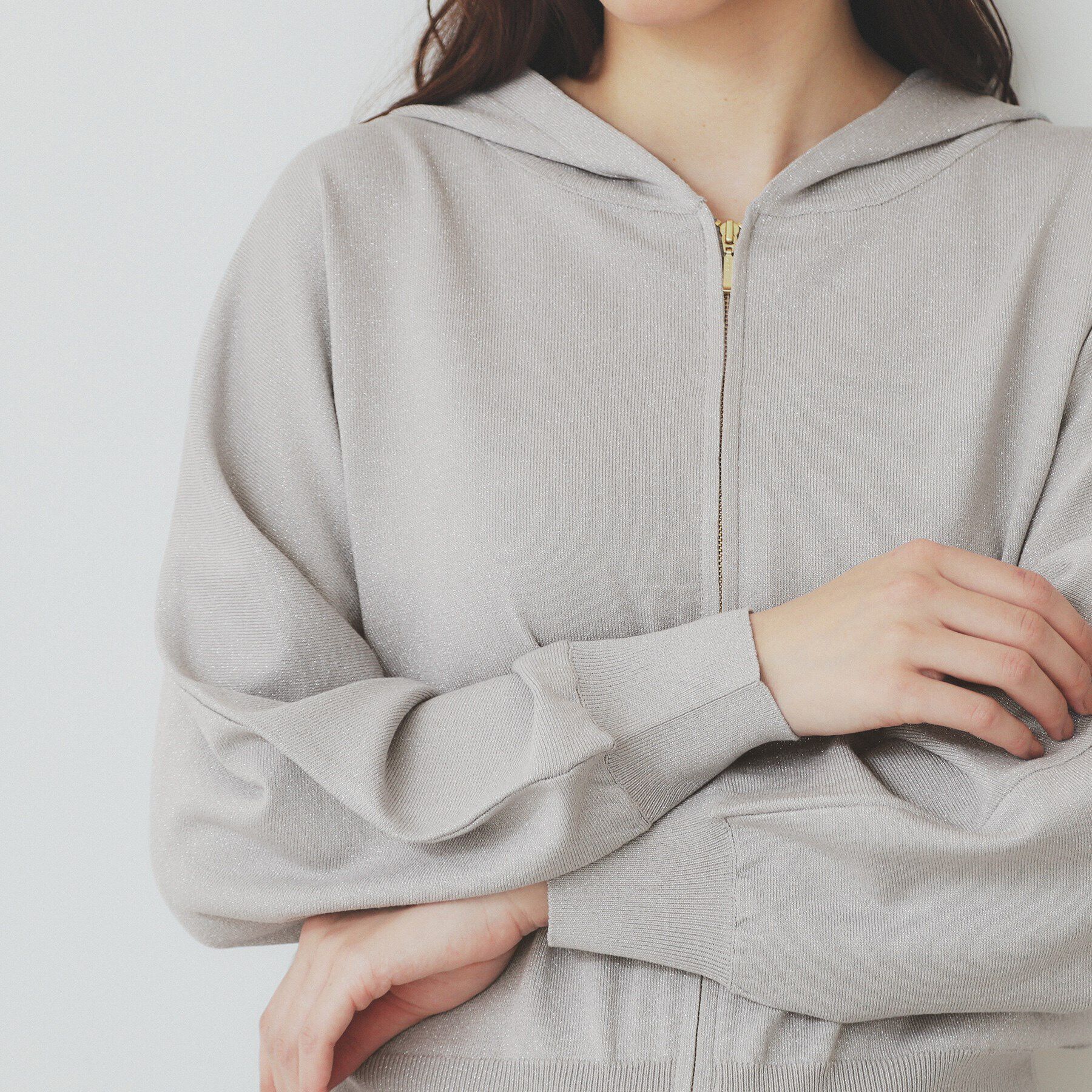 index「ドルマンジップラメパーカ【洗濯機洗い可】」|パーカー|