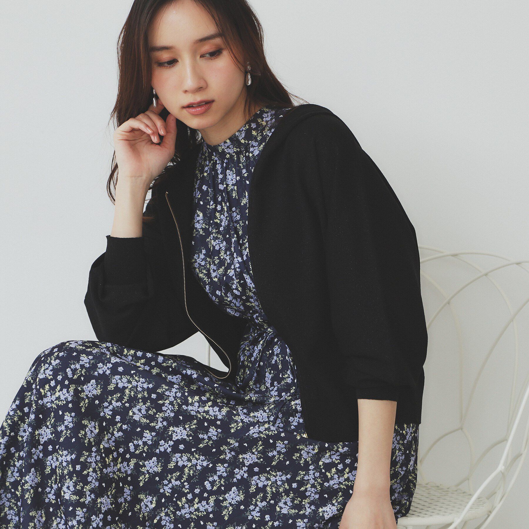 index「ドルマンジップラメパーカ【洗濯機洗い可】」|パーカー|ブラック(619)