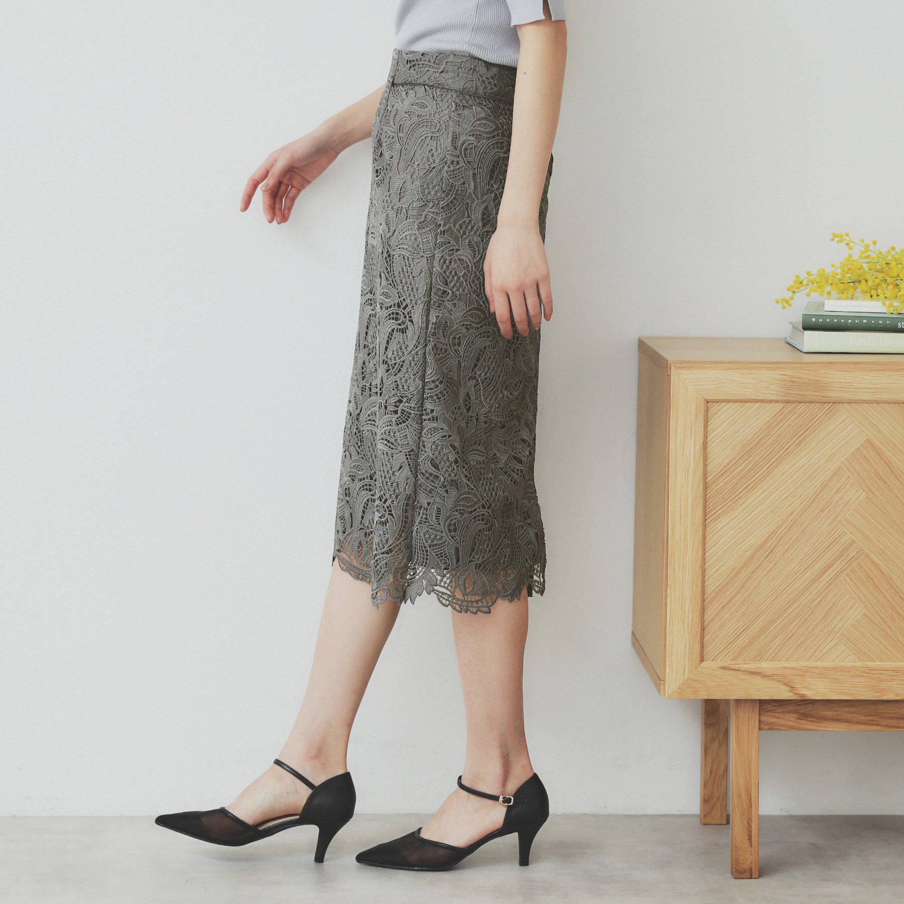 index「《XS-LLサイズ》フラワーレースタイトスカート【洗濯機洗い可】」|スカート|