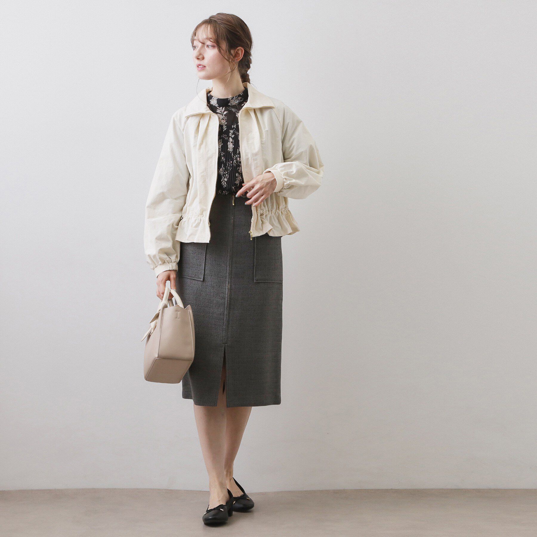 index「スタンドカラーペプラムブルゾン【洗濯機OK】」|ブルゾン・スタジャン|