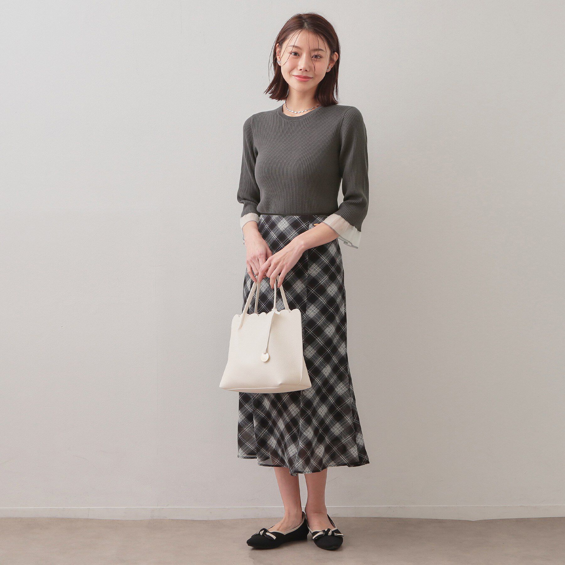 index「リブシアーフレアスリーブニット/オーガニックコットン【洗える/UVケア】」|ニット・セーター|