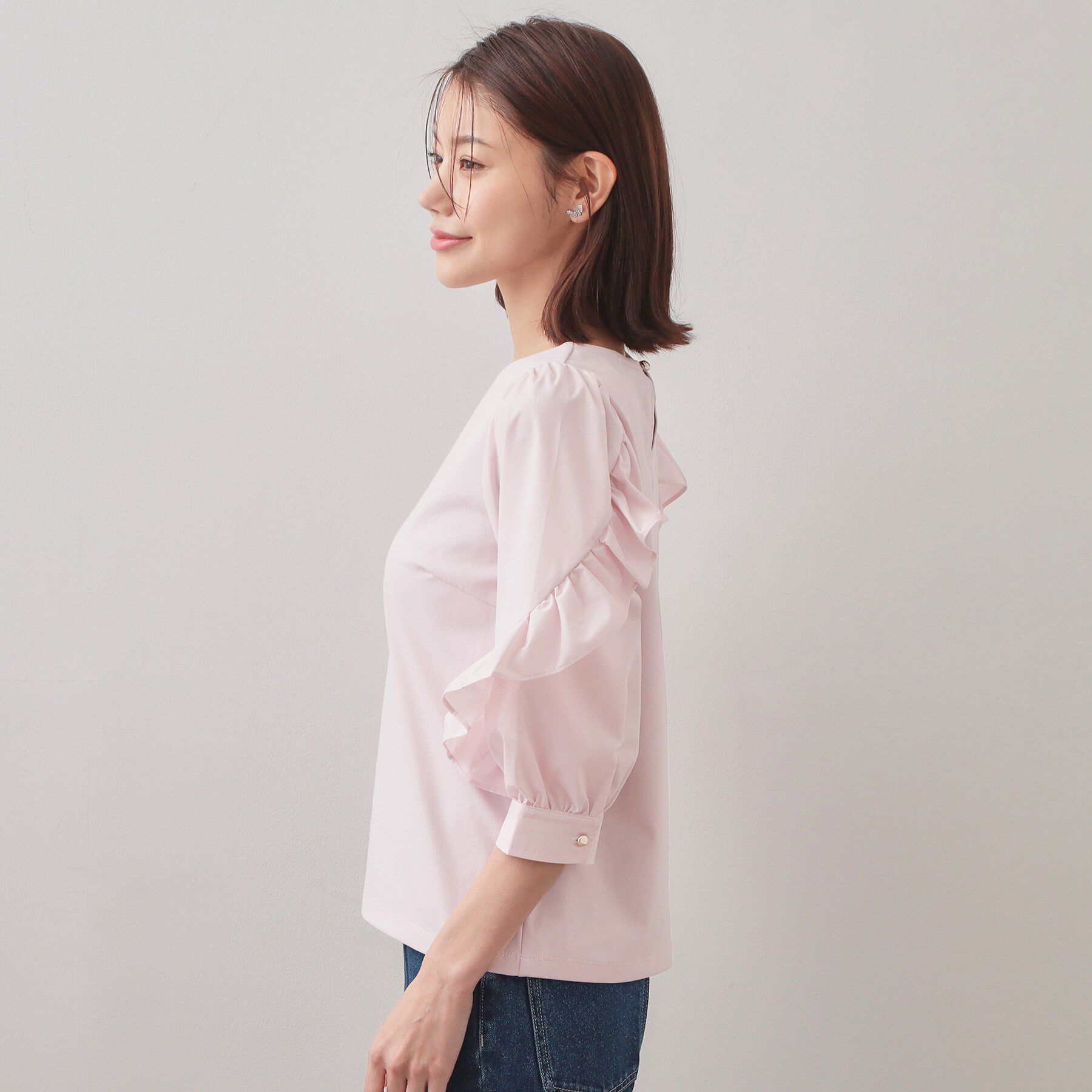 index「フリルスリーブドッキングポンチトップス【洗濯機OK】」|Tシャツ・カットソー|