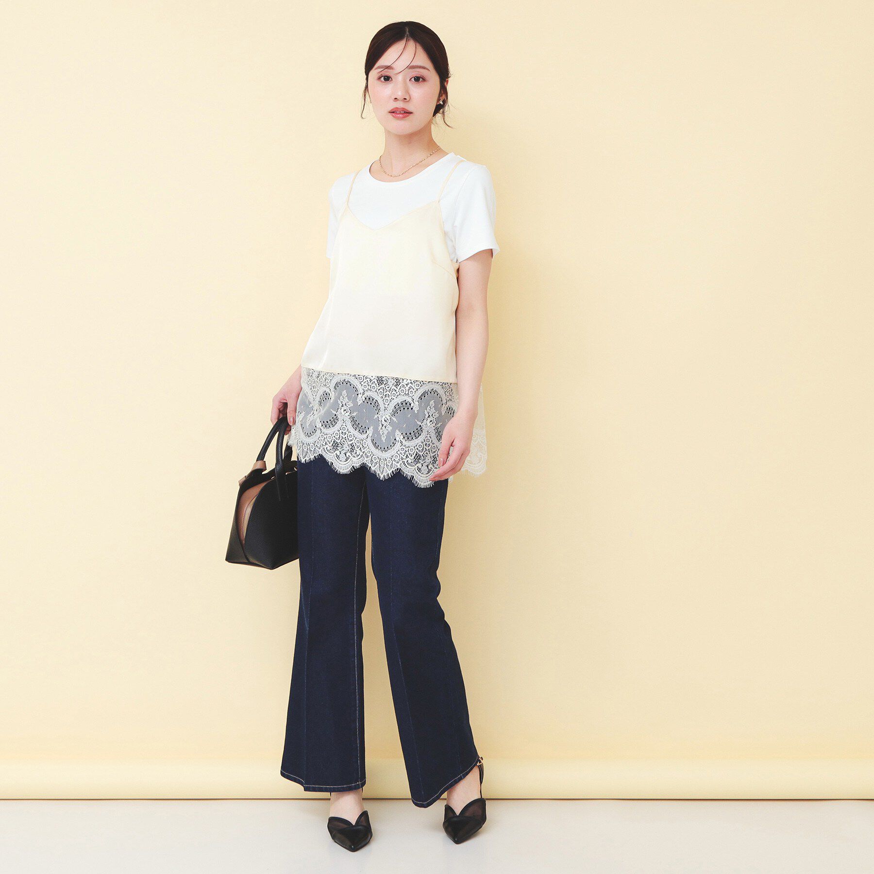 index「サテンレースキャミソール【洗濯機OK】」|キャミソール|