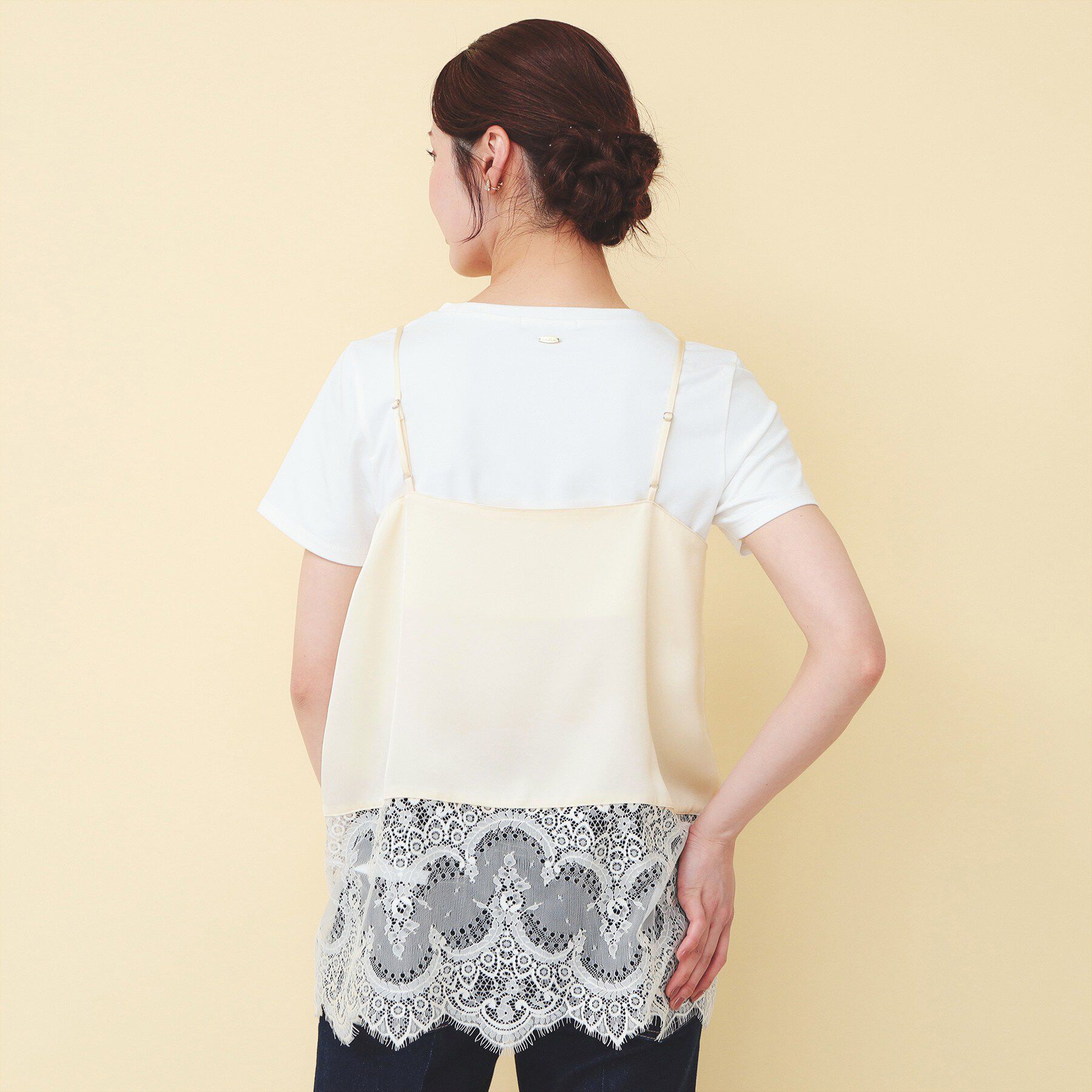 index「サテンレースキャミソール【洗濯機OK】」|キャミソール|