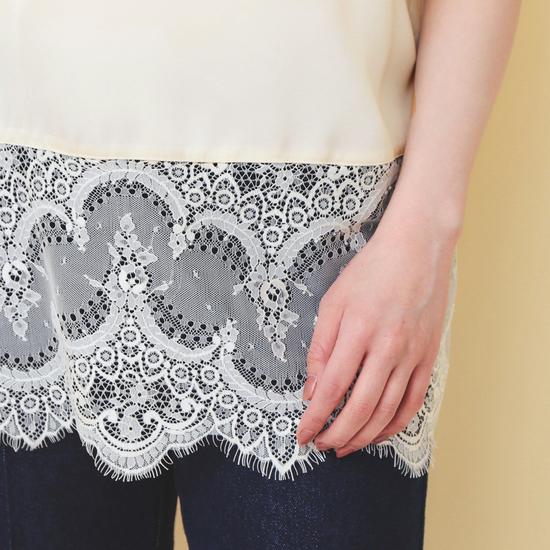 index「サテンレースキャミソール【洗濯機OK】」|キャミソール|