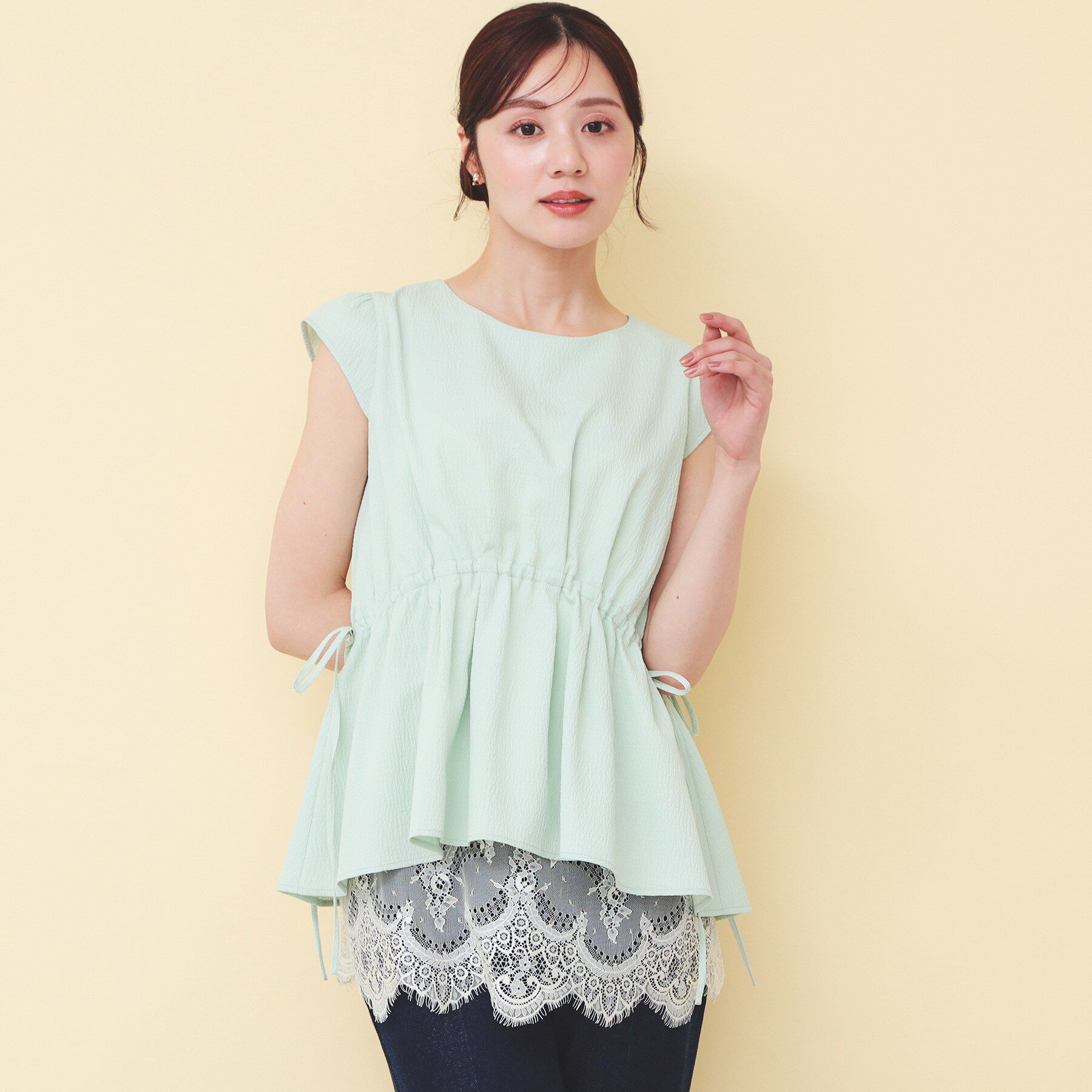 index「サテンレースキャミソール【洗濯機OK】」|キャミソール|