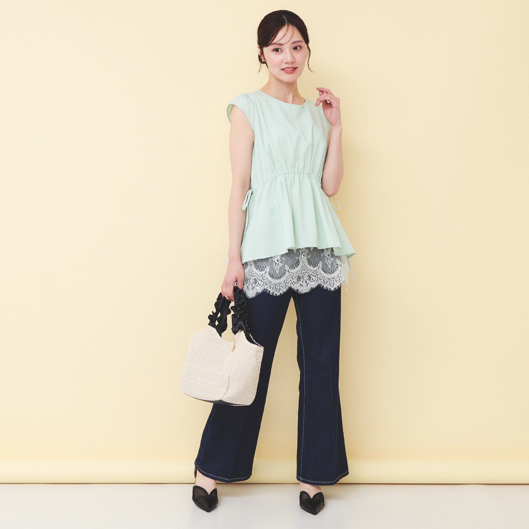 index「サテンレースキャミソール【洗濯機OK】」|キャミソール|