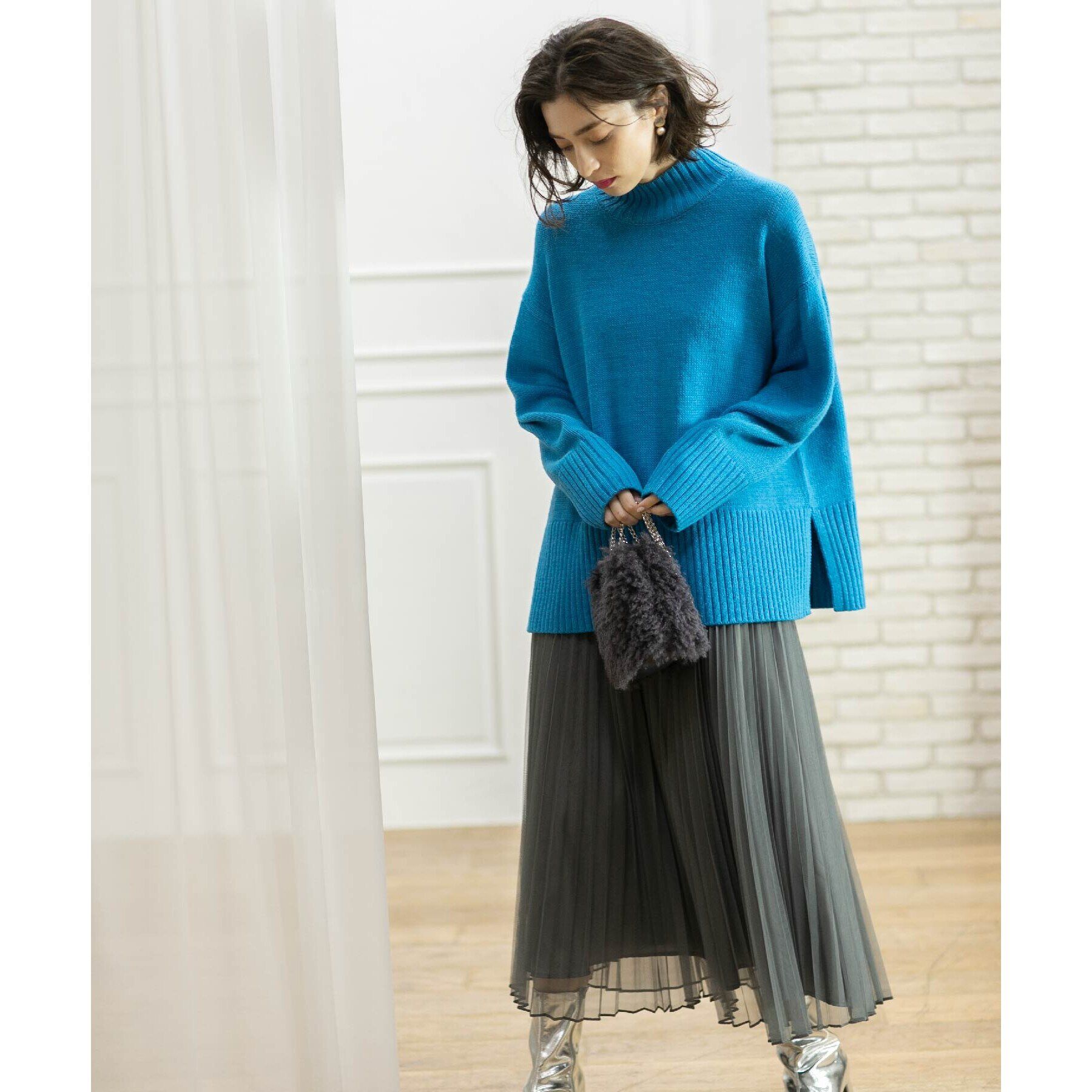 OPAQUE.CLIP「《通勤・セレモニー対応》チュールプリーツフレアスカート【洗濯機洗い可】」|スカート|