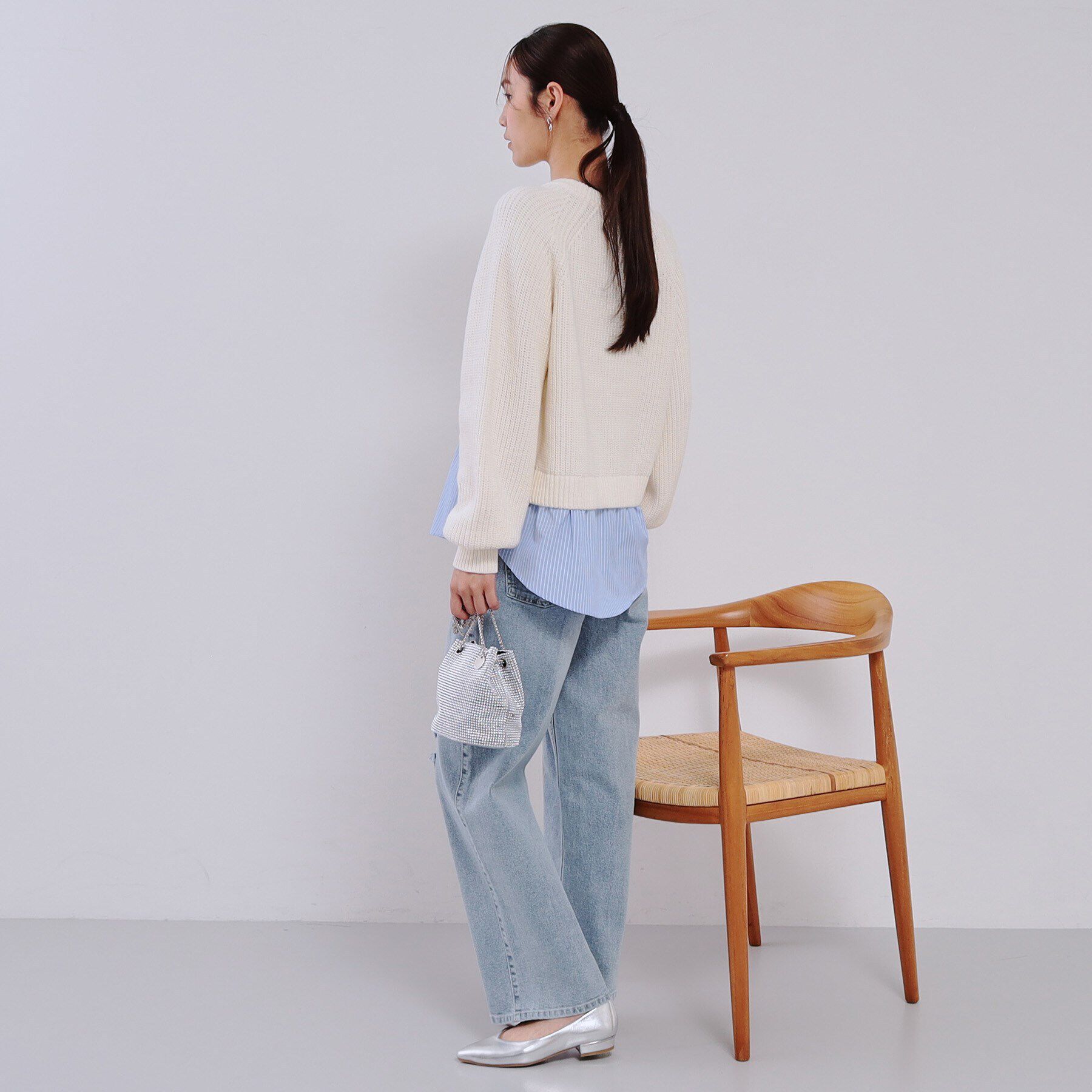 OPAQUE.CLIP「レイヤード風ミドルゲージニット【洗濯機洗い可】」|ニット・セーター|
