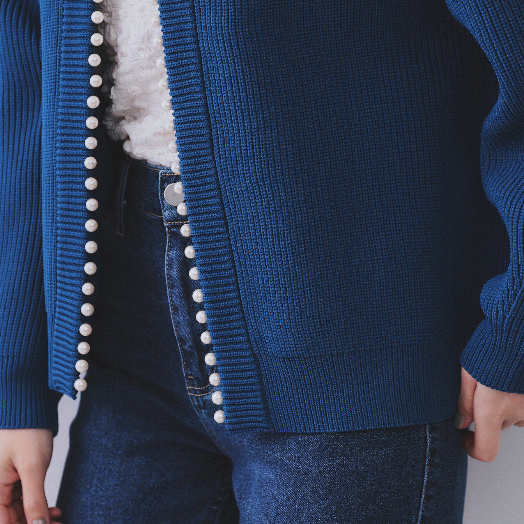 OPAQUE.CLIP「パール調ボタン付ニットカーディガン【洗濯機洗い可】」|カーディガン|