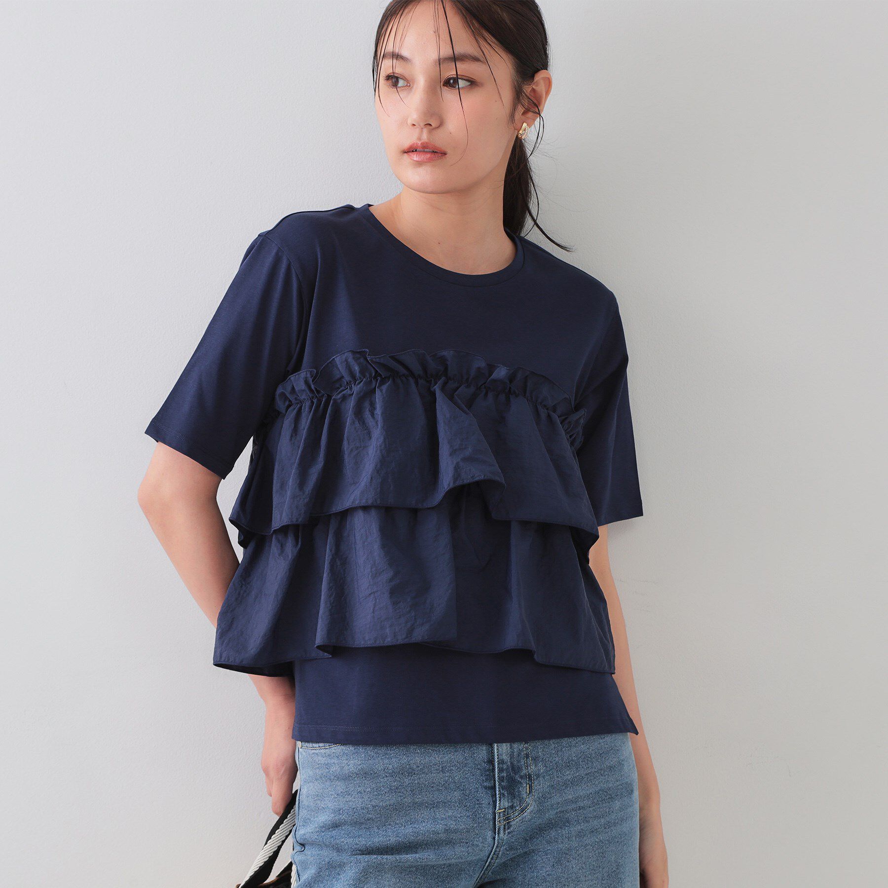 OPAQUE.CLIP「ダブルフリルデザイントップス【洗濯機洗い可】」|Tシャツ・カットソー|