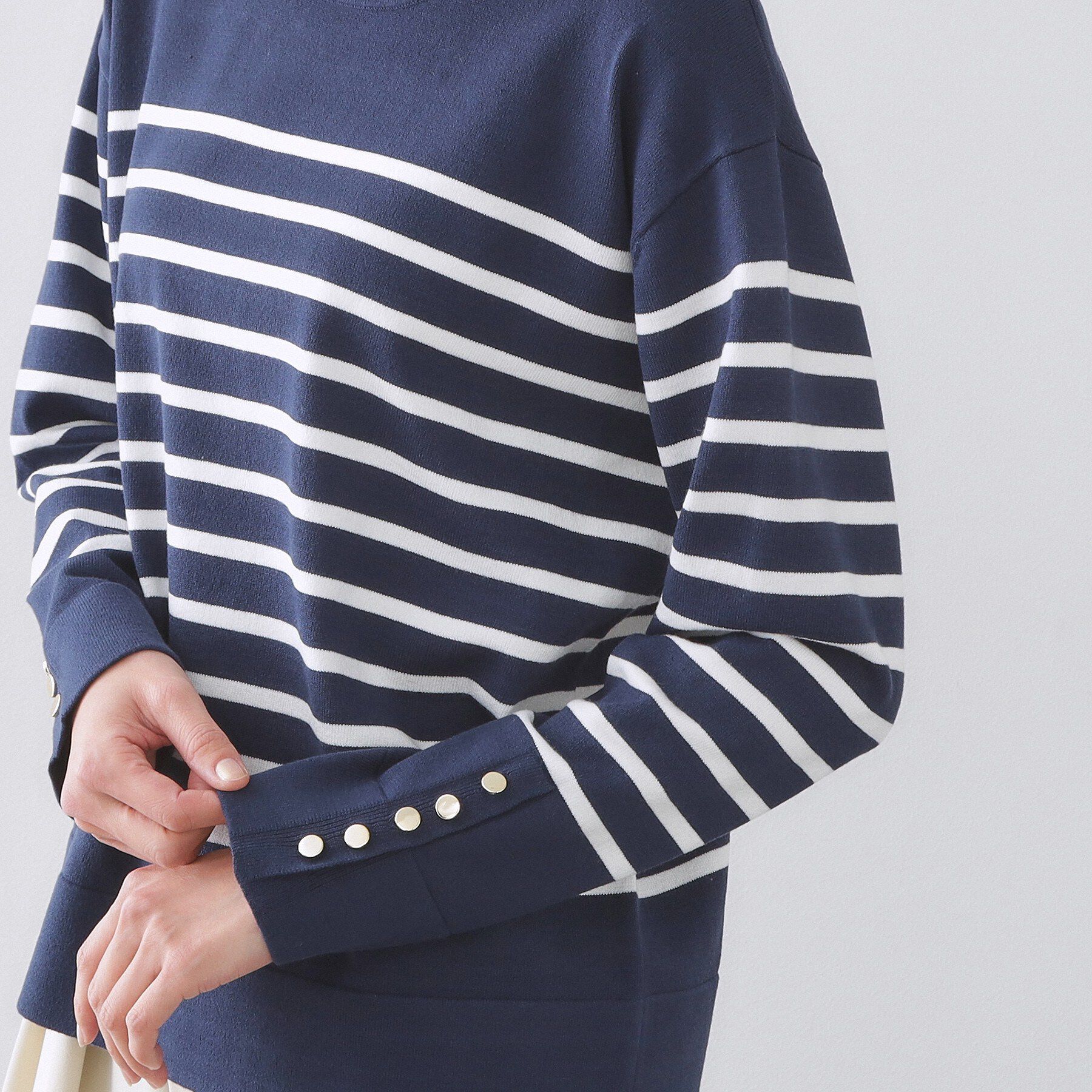 OPAQUE.CLIP「金ボタン使いリラクシーニット【洗濯機OK】」|ニット・セーター|