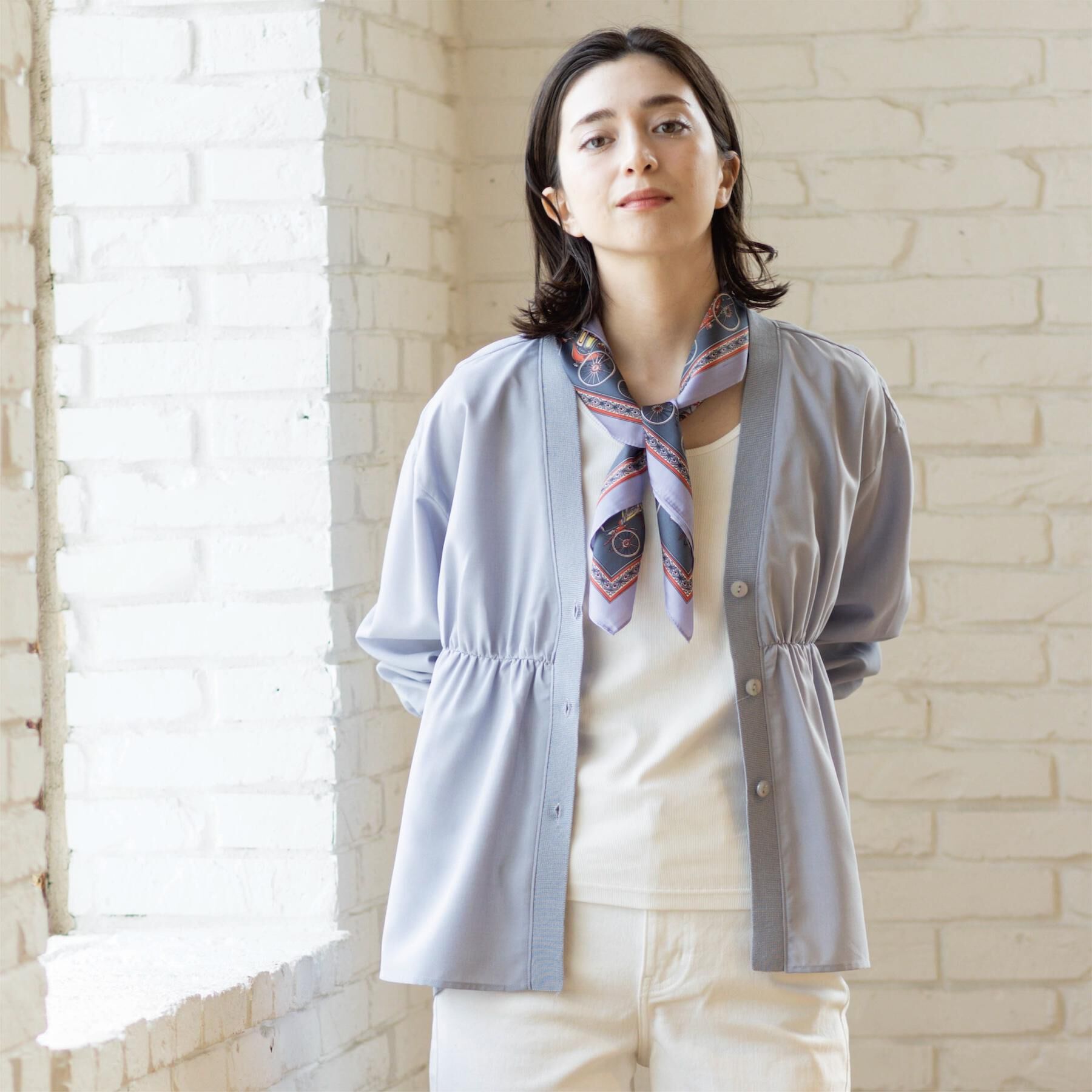 OPAQUE.CLIP「ブラウス風Vネックカーディガン【洗濯機OK】」|カーディガン|