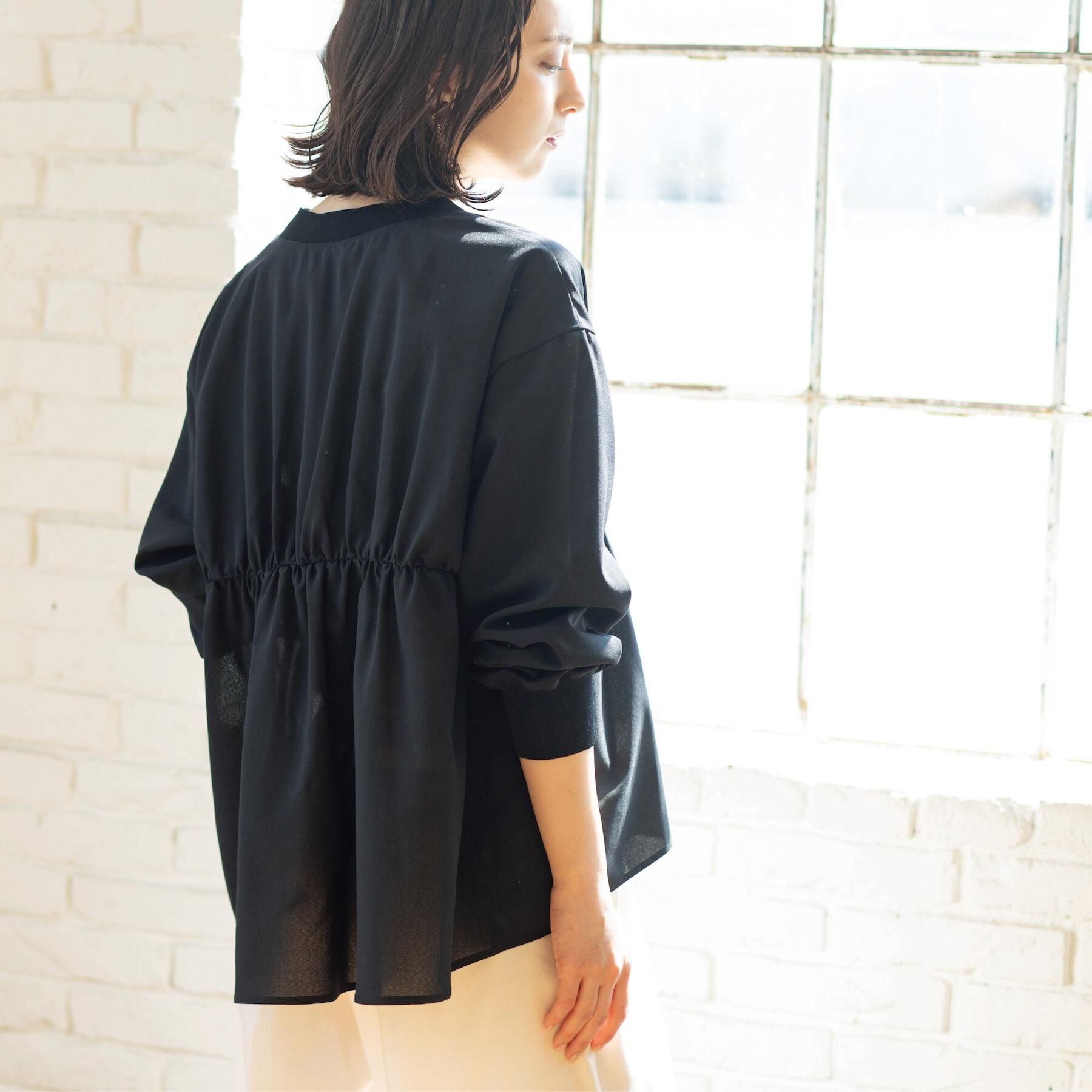 OPAQUE.CLIP「ブラウス風Vネックカーディガン【洗濯機OK】」|カーディガン|