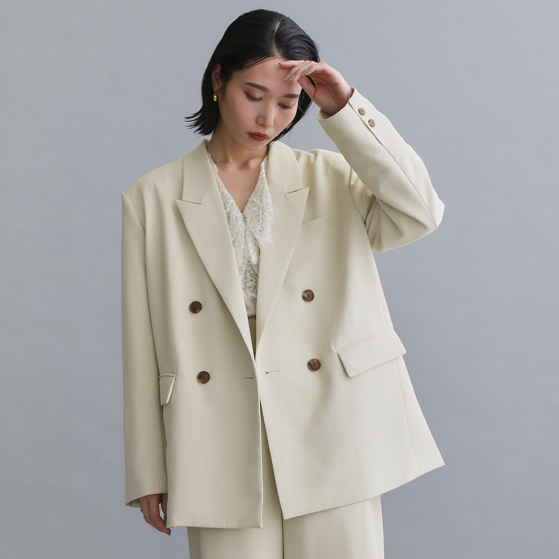 OPAQUE.CLIP「【es】ダブルブレストテーラードジャケット/セットアップ対応可【洗える】」|テーラードジャケット|ベージュ(052)