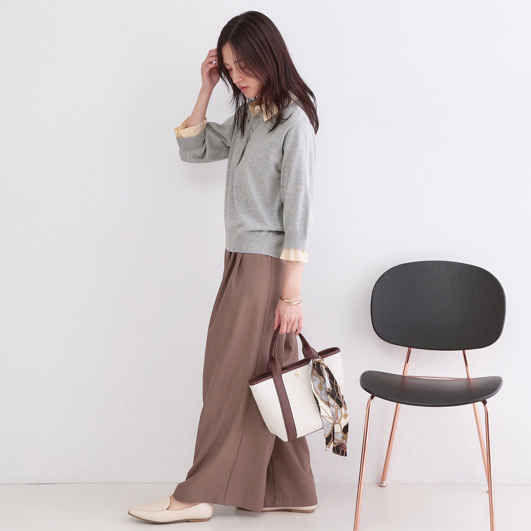 OPAQUE.CLIP「シャツレイヤード風ポロニット【洗濯機OK】」|ニット・セーター|