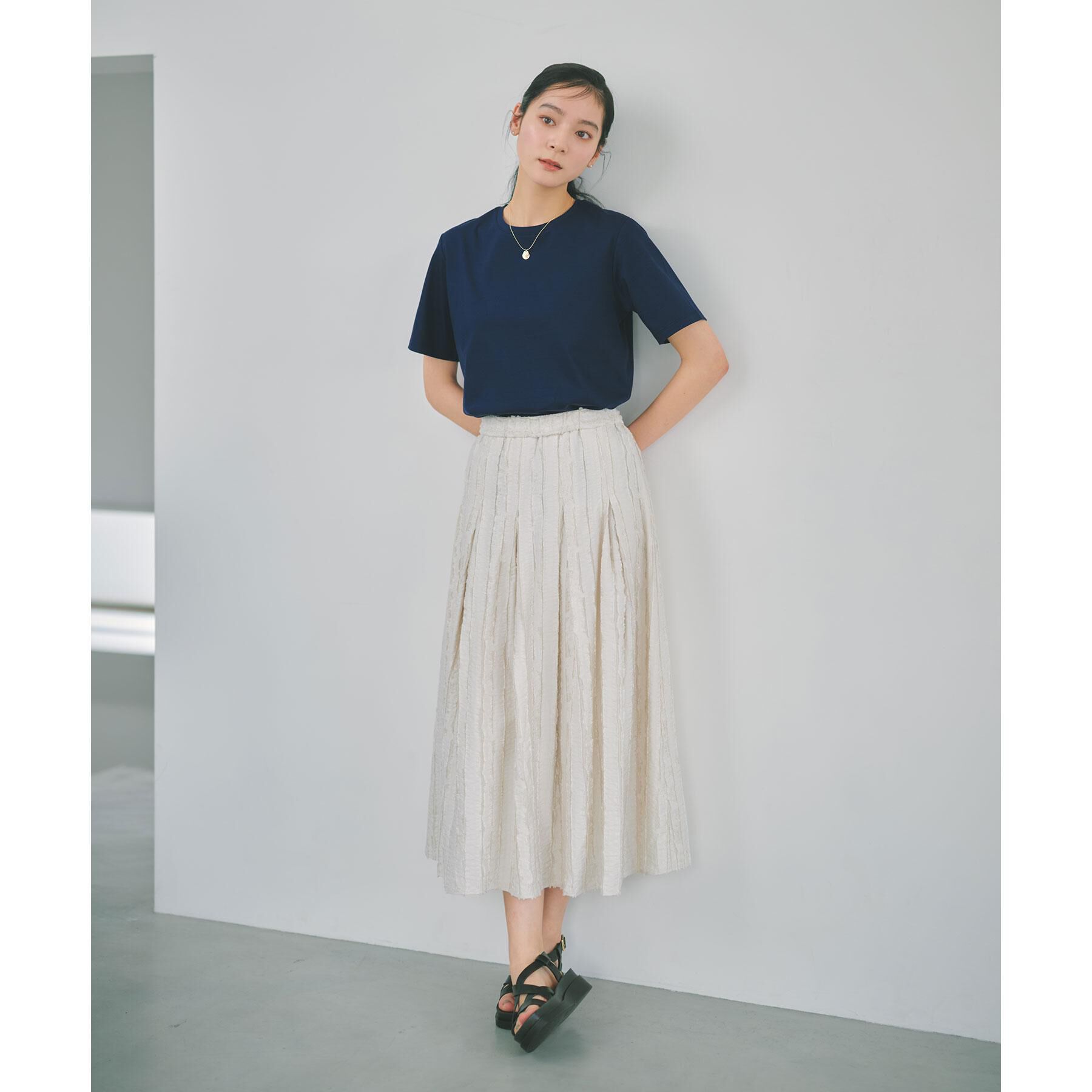 OPAQUE.CLIP「フリンジジャカード タックフレアスカート【洗濯機OK】」|スカート|