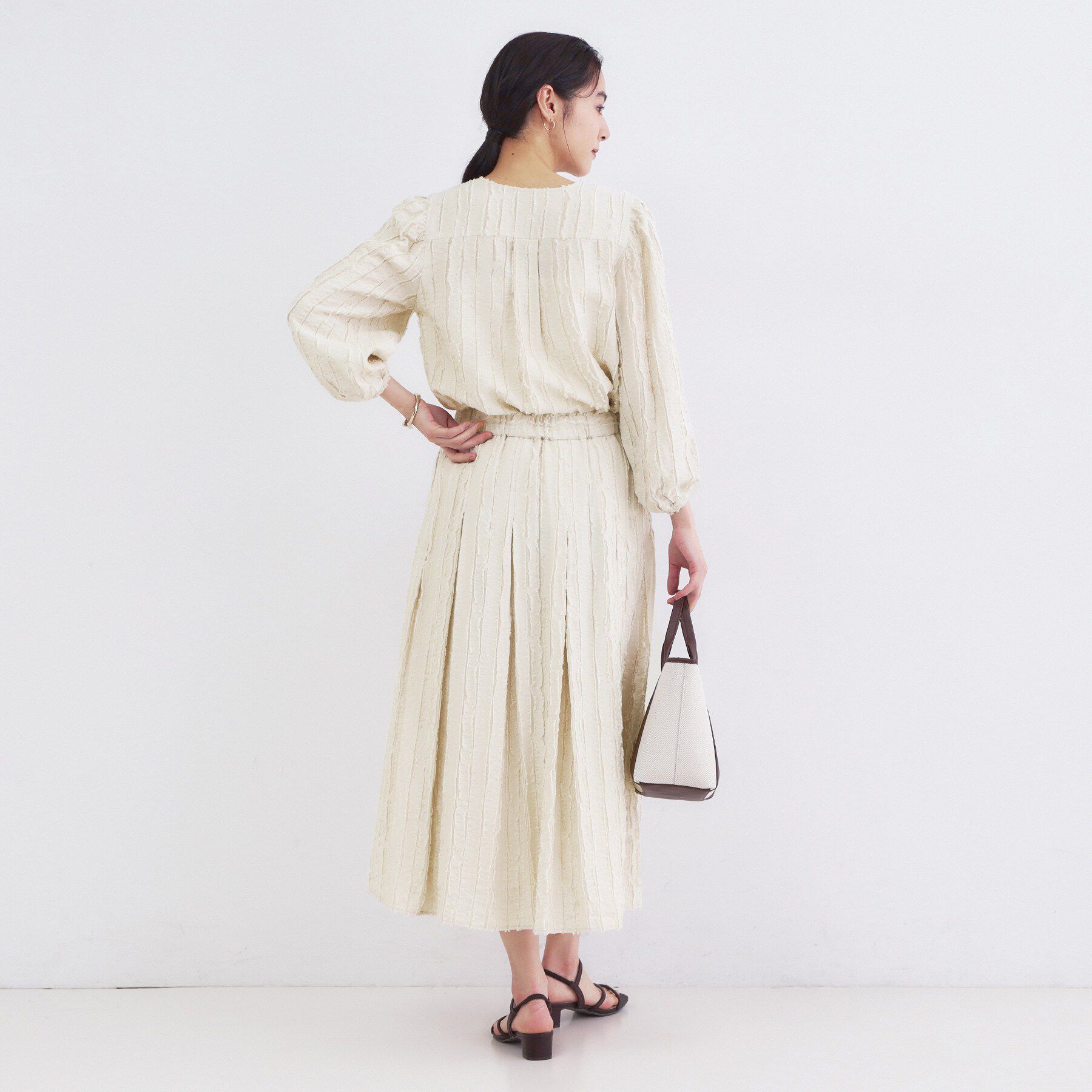 OPAQUE.CLIP「フリンジジャカード タックフレアスカート【洗濯機OK】」|スカート|