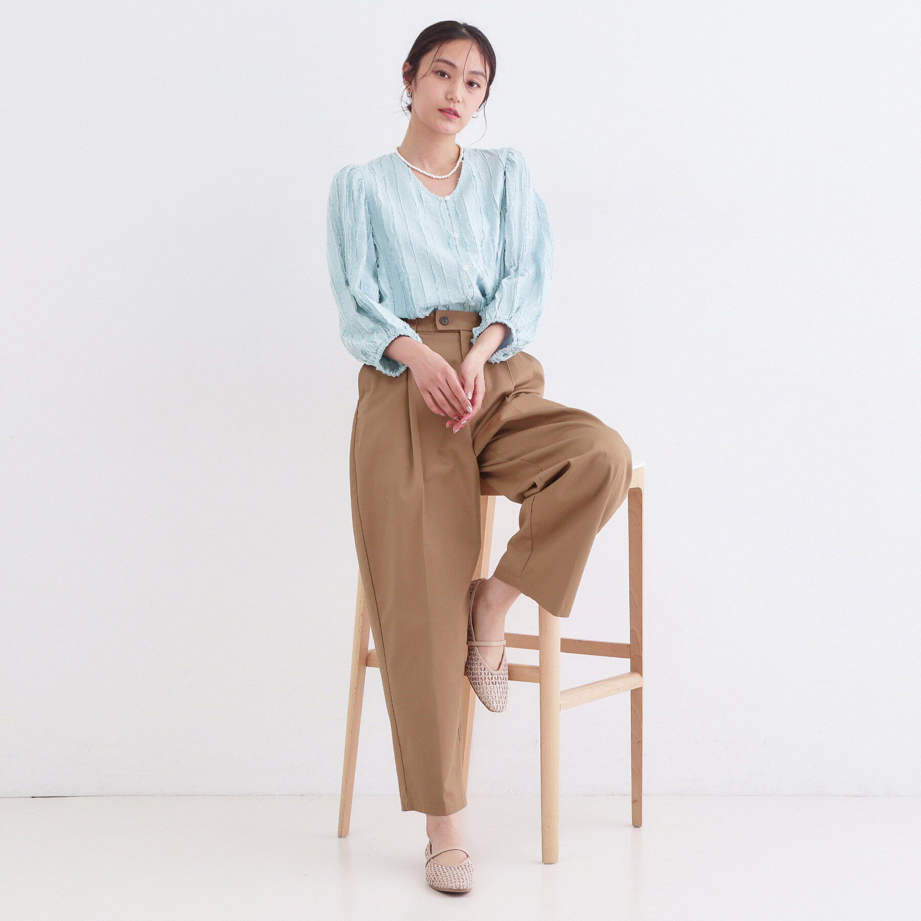 OPAQUE.CLIP「フリンジジャカードブラウス【洗濯機OK】」|シャツ・ブラウス|