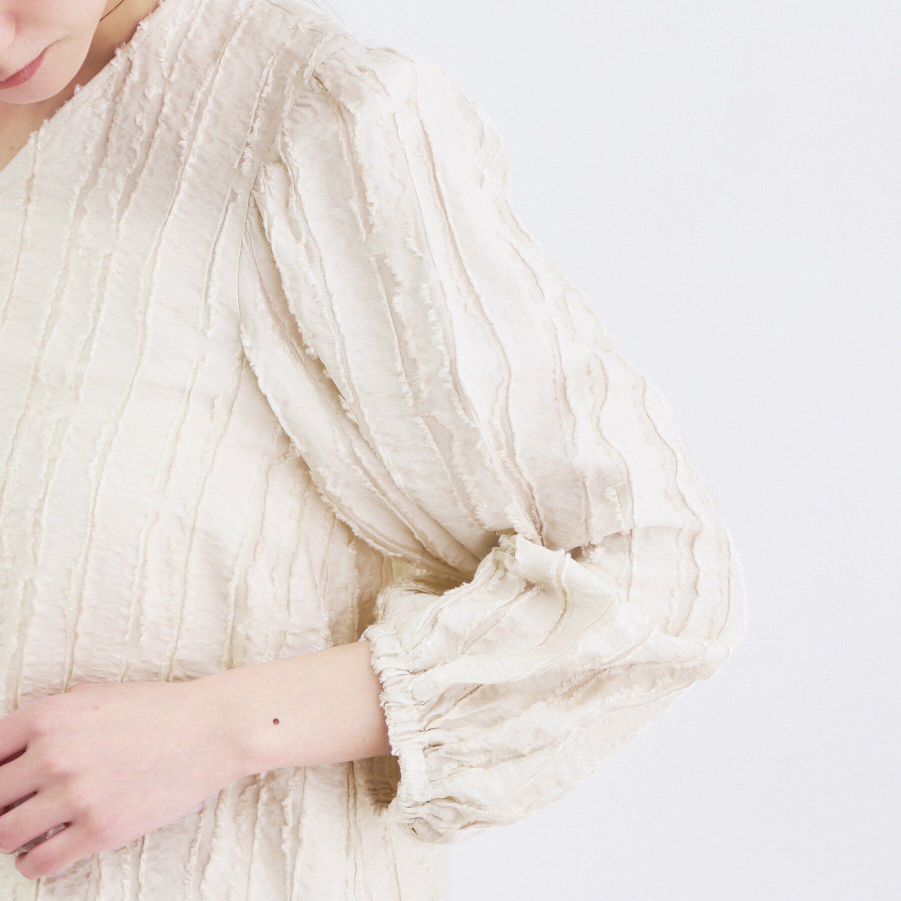 OPAQUE.CLIP「フリンジジャカードブラウス【洗濯機OK】」|シャツ・ブラウス|