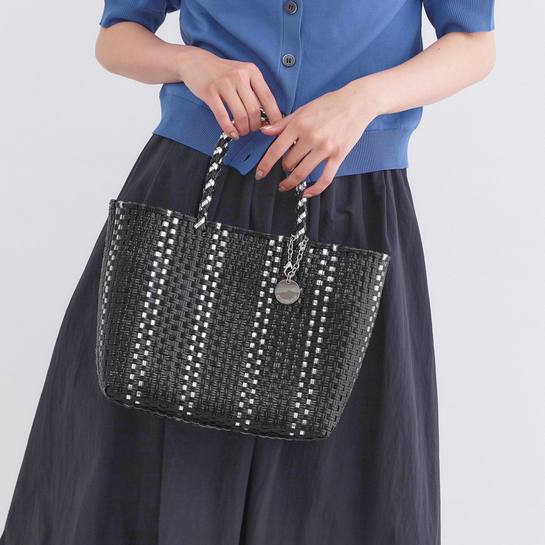 OPAQUE.CLIP「バイカラーミドルメルカドバッグ」|トートバッグ|ブラック(019)