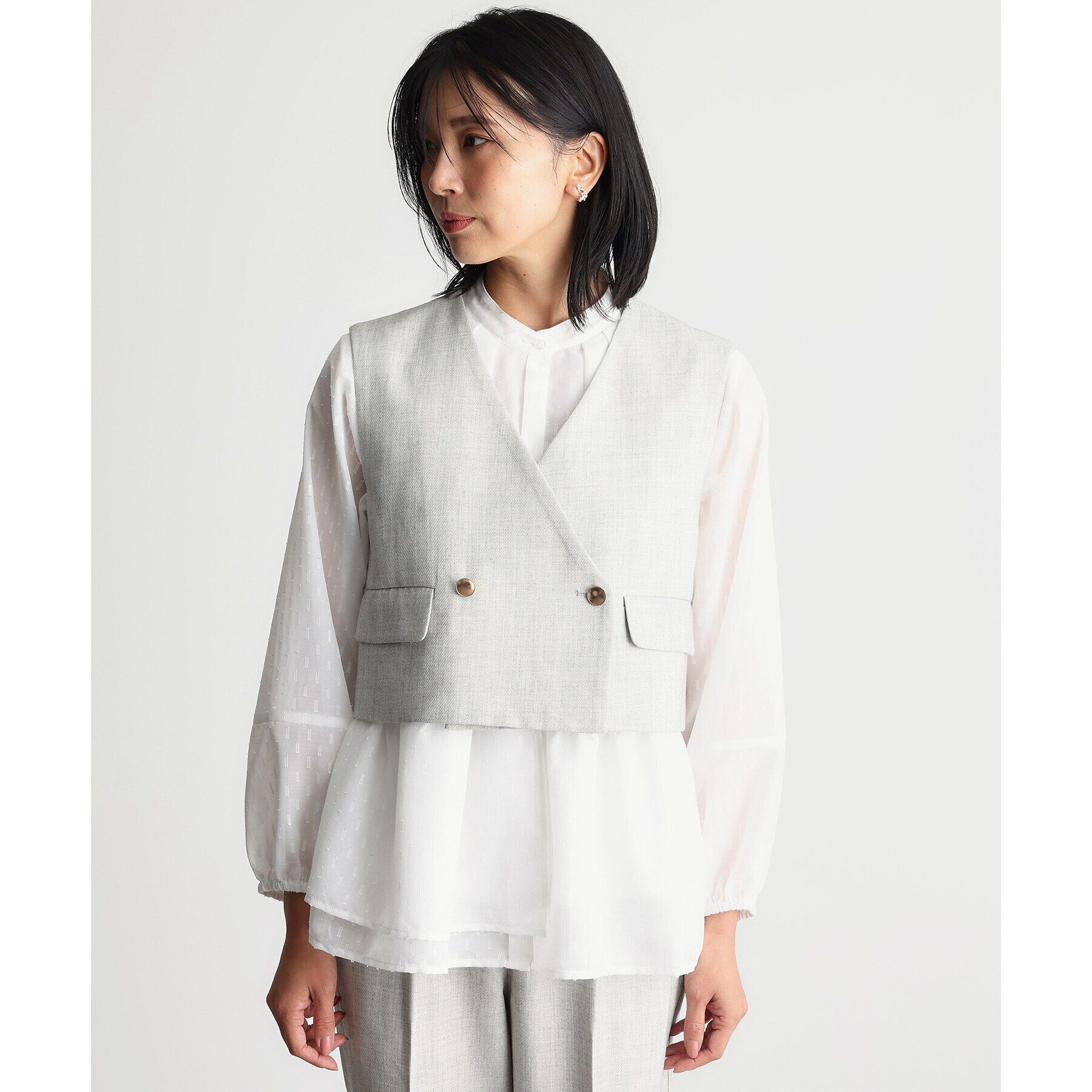 THE SHOP TK「【セットアップ可／ONOFF活躍】カルゼショートジレ／洗える」|ベスト・ジレ|