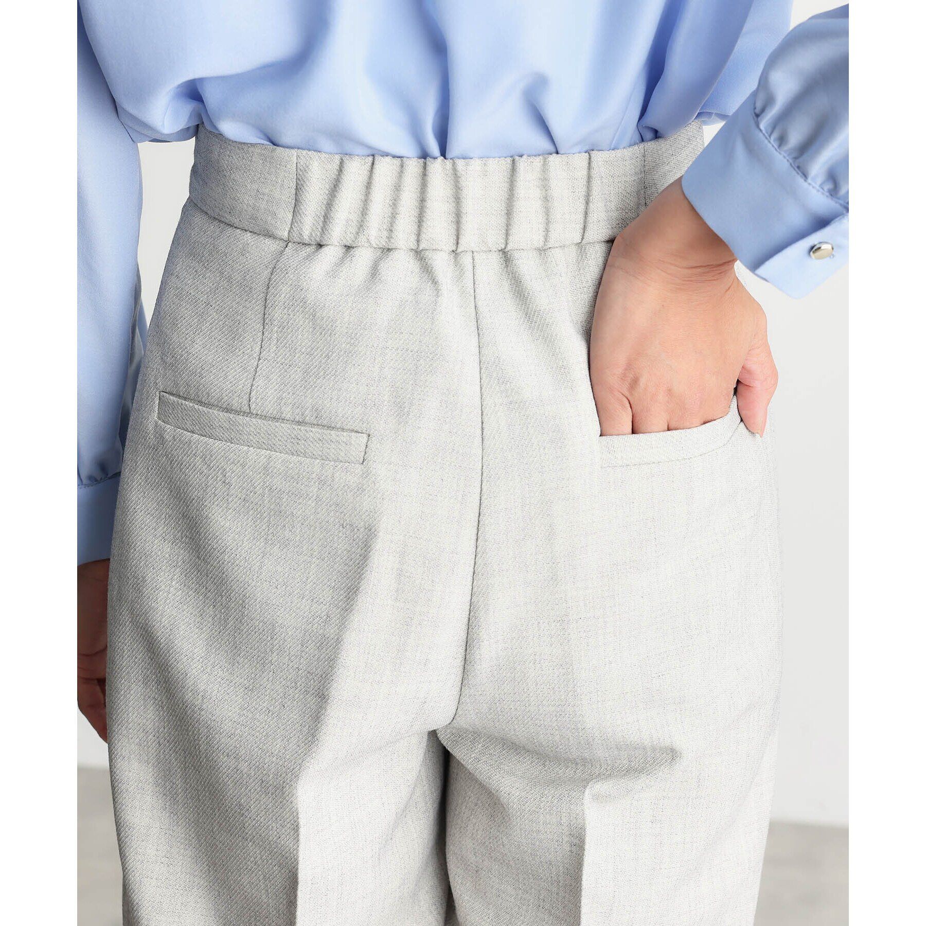 THE SHOP TK「【ONOFF活躍/セレモニー/通勤】杢調カルゼテーパードパンツ/洗える」|その他|