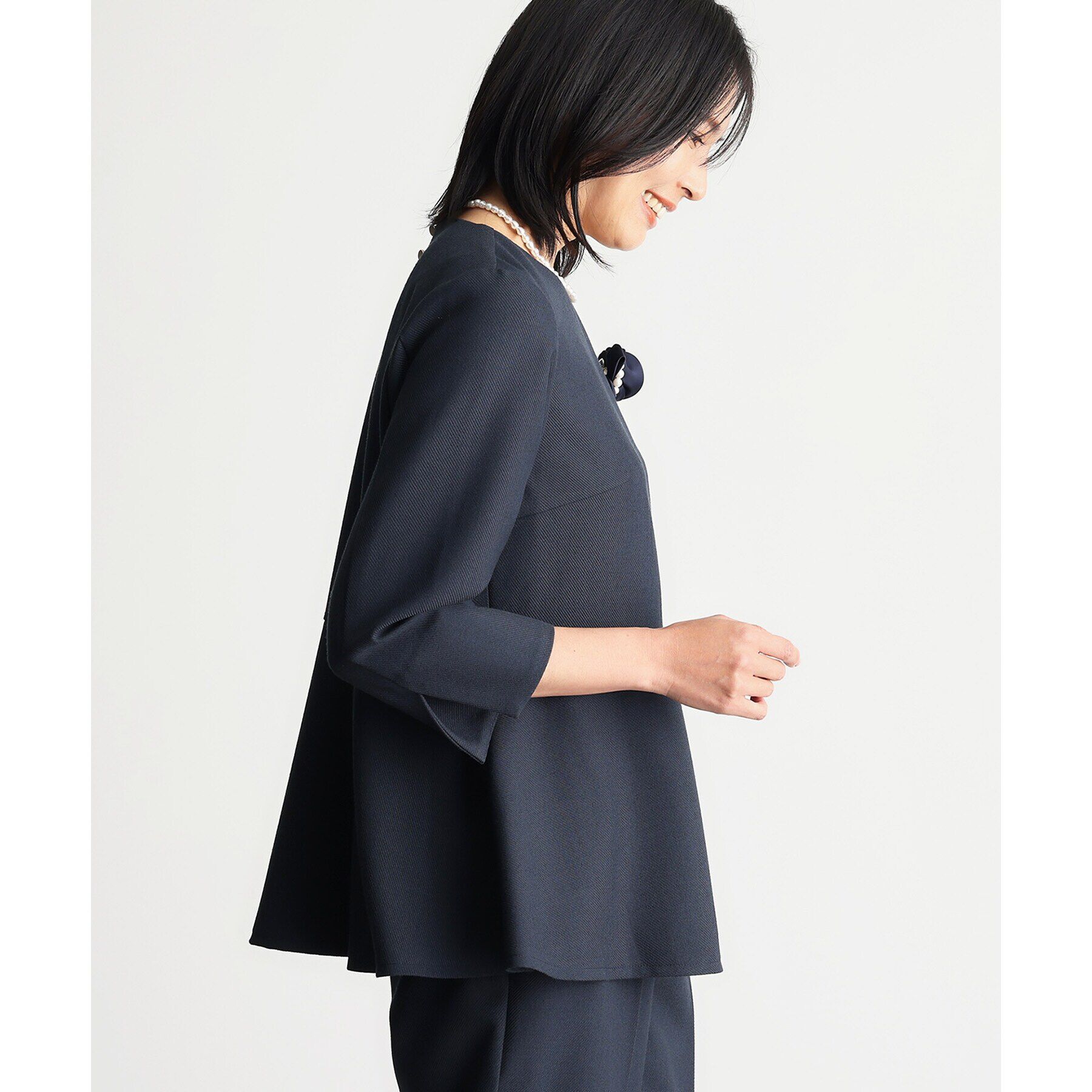 THE SHOP TK「【ONOFF活躍/セレモニー/通勤】杢調カルゼペプラムブラウス/洗える」|シャツ・ブラウス|