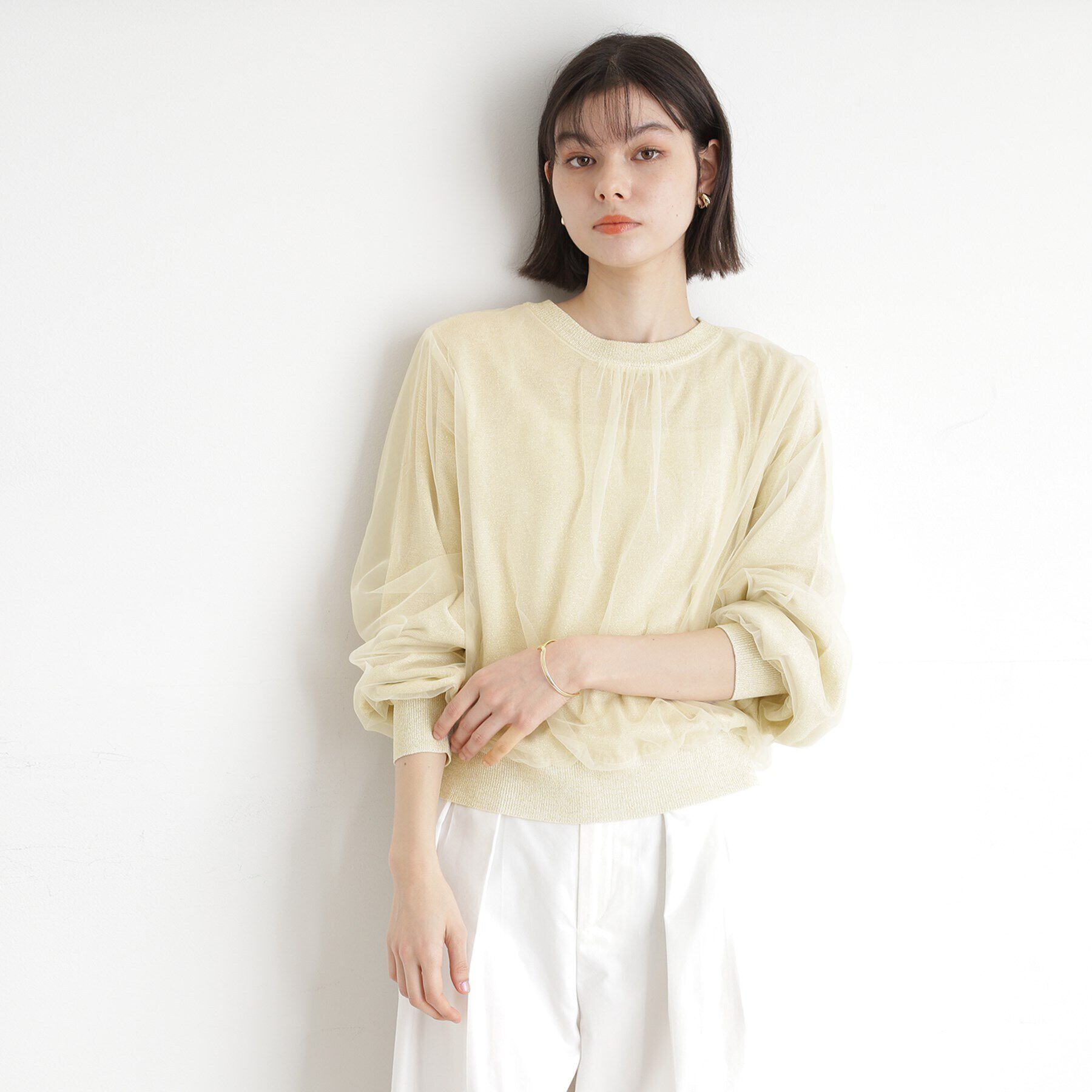 THE SHOP TK「チュール&times;ラメニット【洗える】」|ニット・セーター|