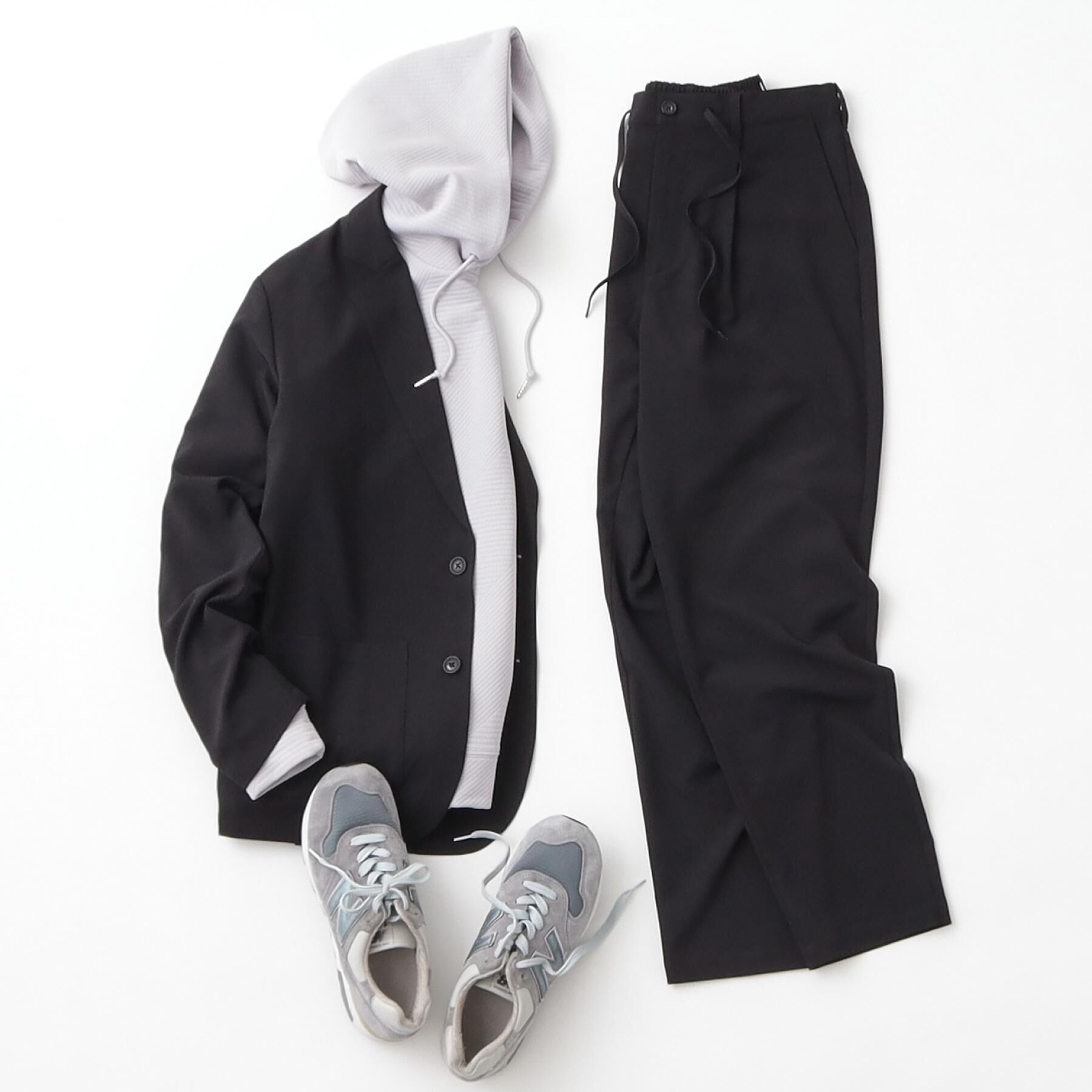 THE SHOP TK「【上下2点セット】ジャケット＋パンツ イージーセットアップ 防シワ／ストレッチ／洗濯機OK」|テーラードジャケット|ブラック(019)