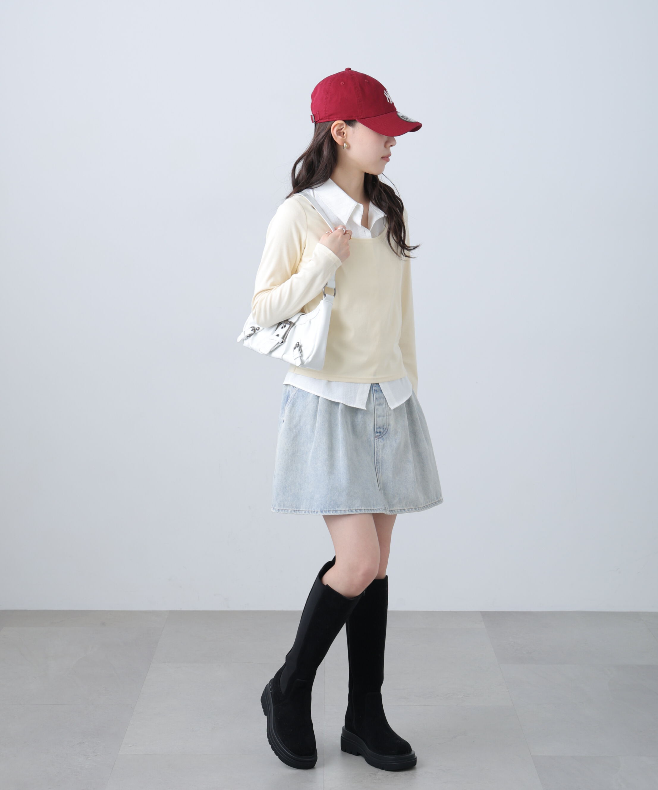  「シャツフェイクレイヤード深Uネックカットソー」|Tシャツ・カットソー|