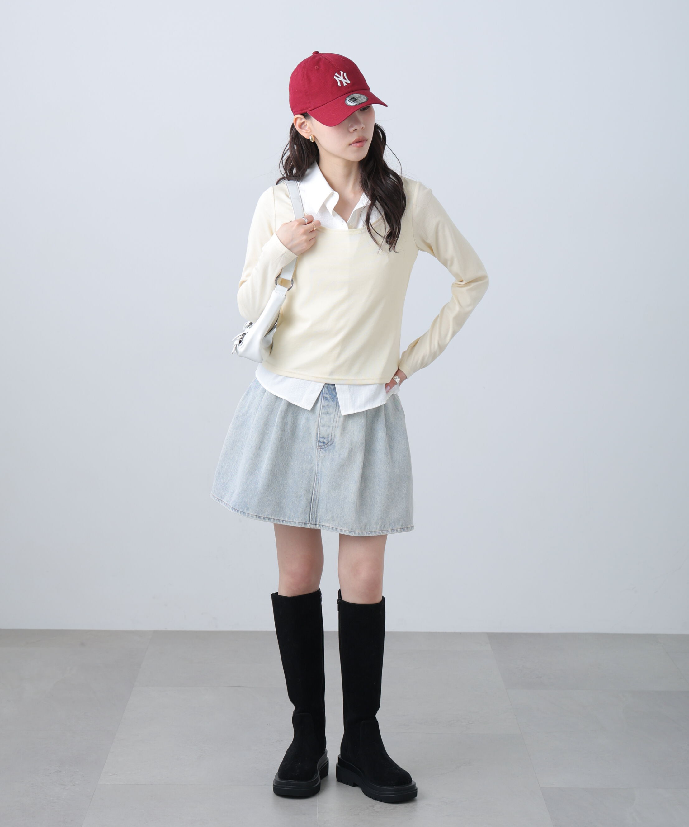  「シャツフェイクレイヤード深Uネックカットソー」|Tシャツ・カットソー|