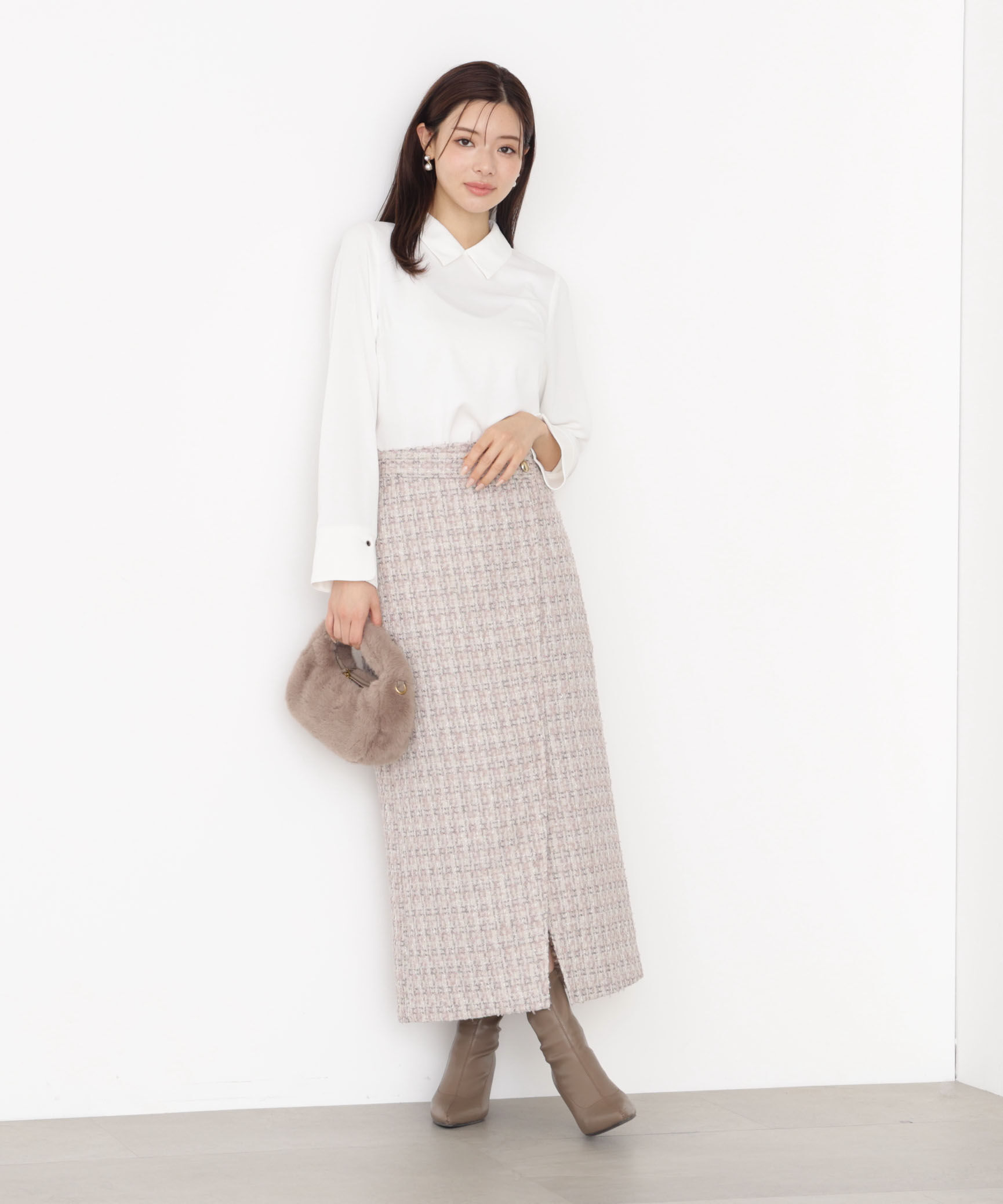 PROPORTION BODY DRESSING「ラメツイードナロースカート 25AW」|スカート|